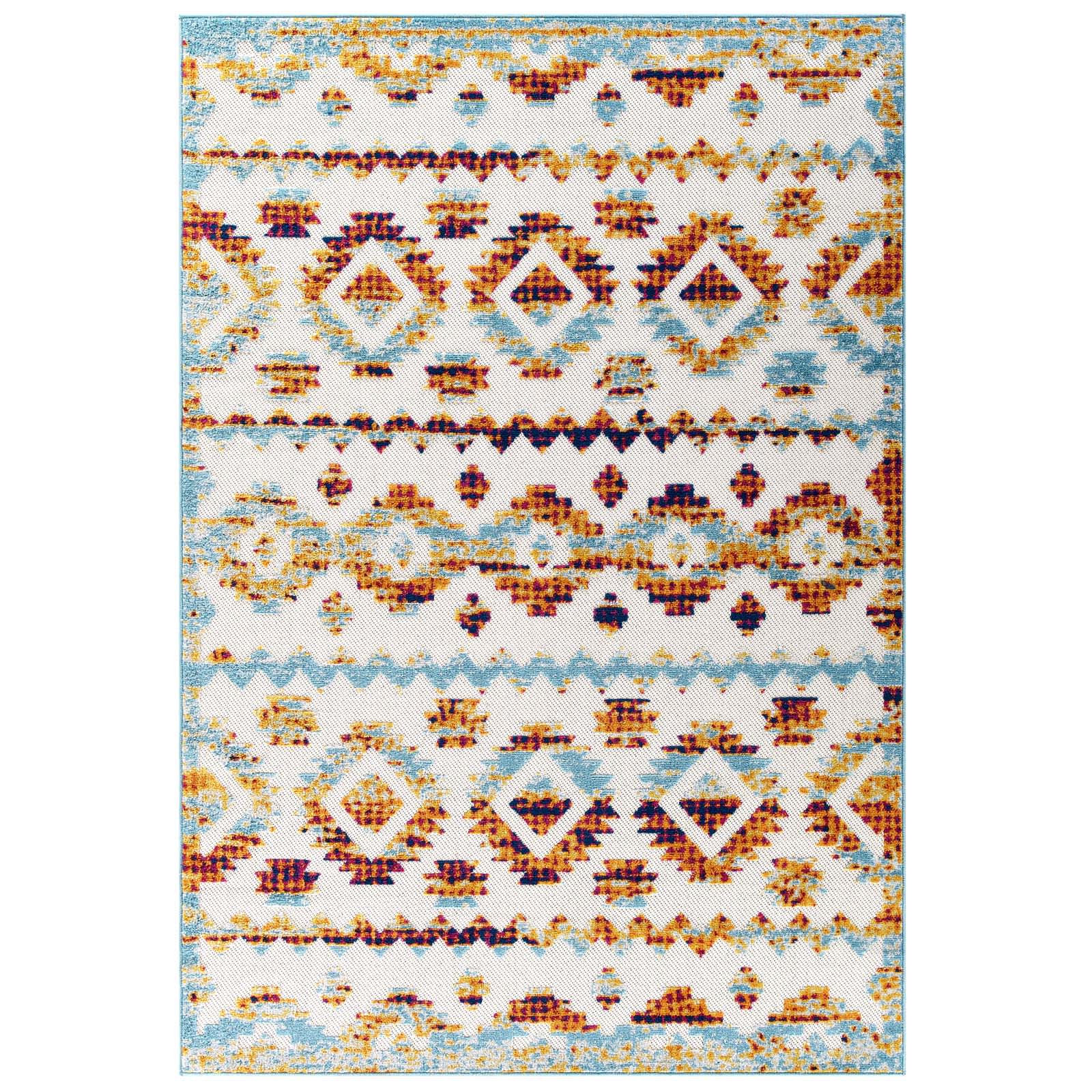  Reflect Takara Abstract Diamond Moroccan Trellis 5-ft x 8-ft Indoor and Outdoor Area Rug in Multicolored