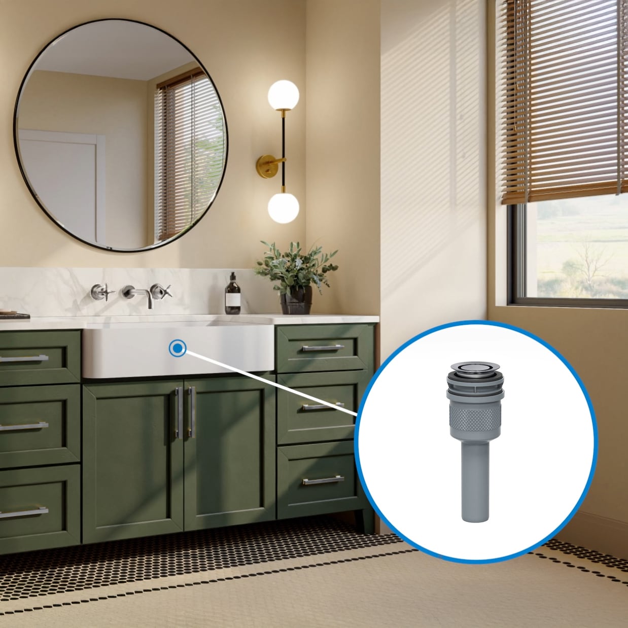 Dearborn Pop Down Chrome Bathroom Decorative sink drain