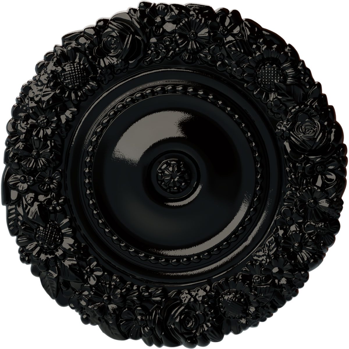 Ekena Millwork CM21MABPS Marseille 21-in W x 21-in L Painted Black Pearl Polyurethane Whole Ceiling Medallion