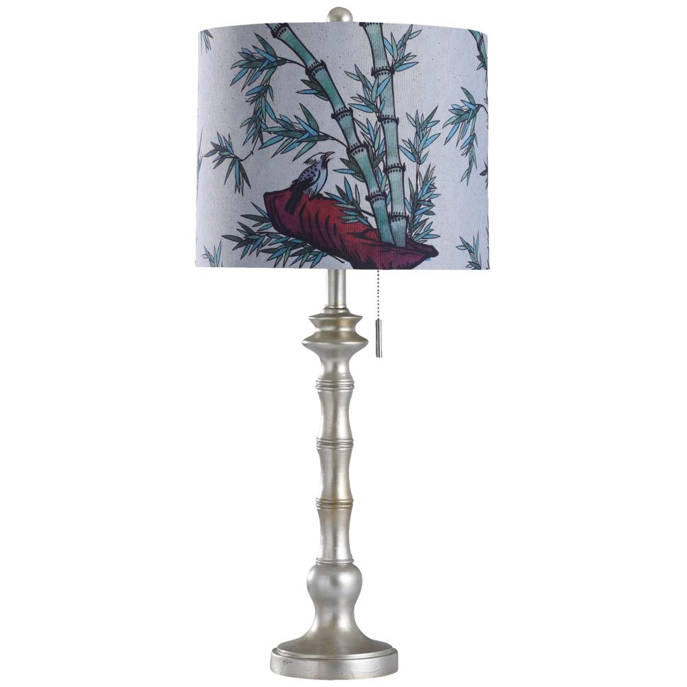 StyleCraft Home Collection L316936DS Imperial Silver 31-in Imperial Silver 3-Way Table Lamp with Fabric Shade
