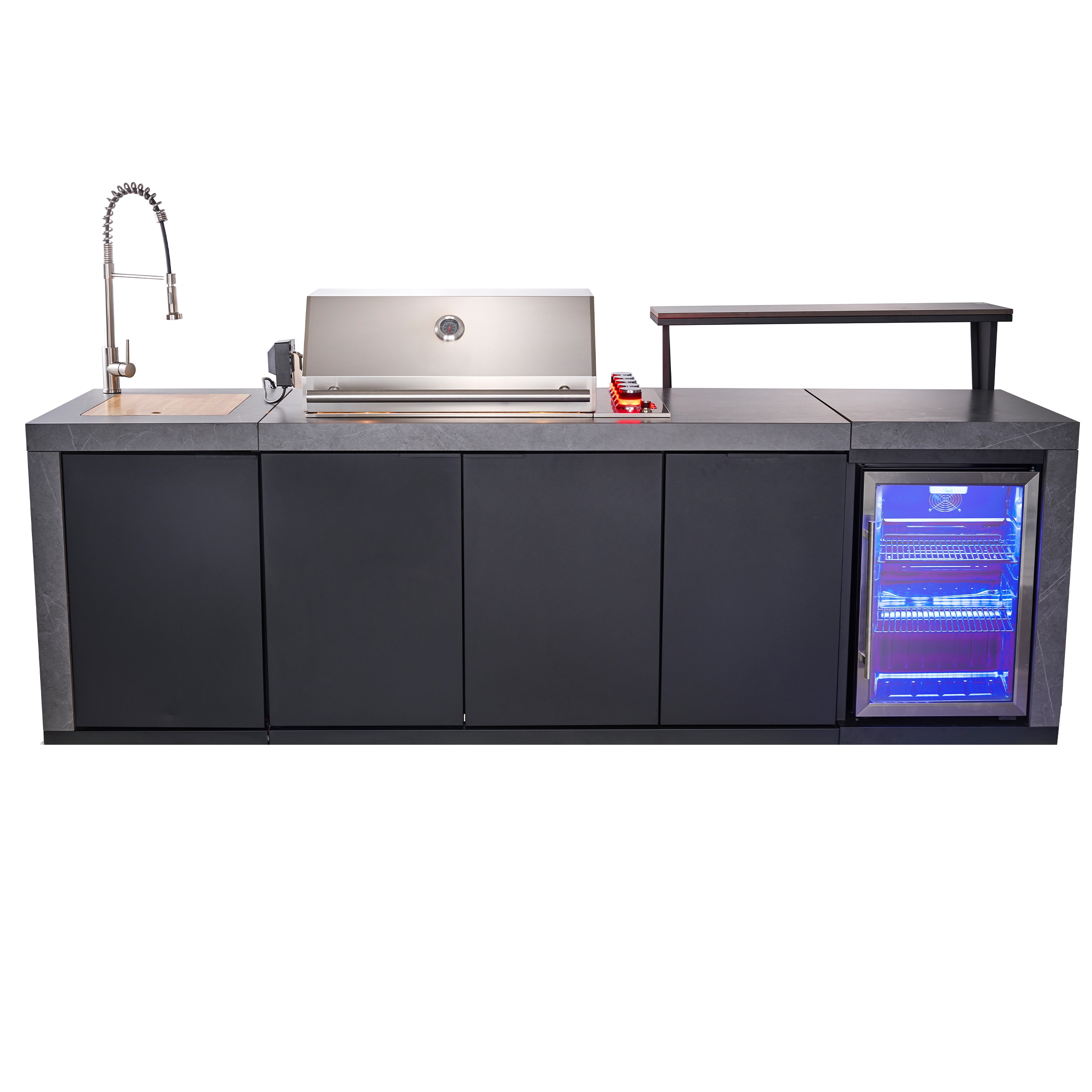 FORNO FODKT2544BLK Rimini 3 -Piece 103.12-in W x 40.5-in D x 58.8-in H Modular Outdoor Kitchen Grill with bar/counter top 3 Burners