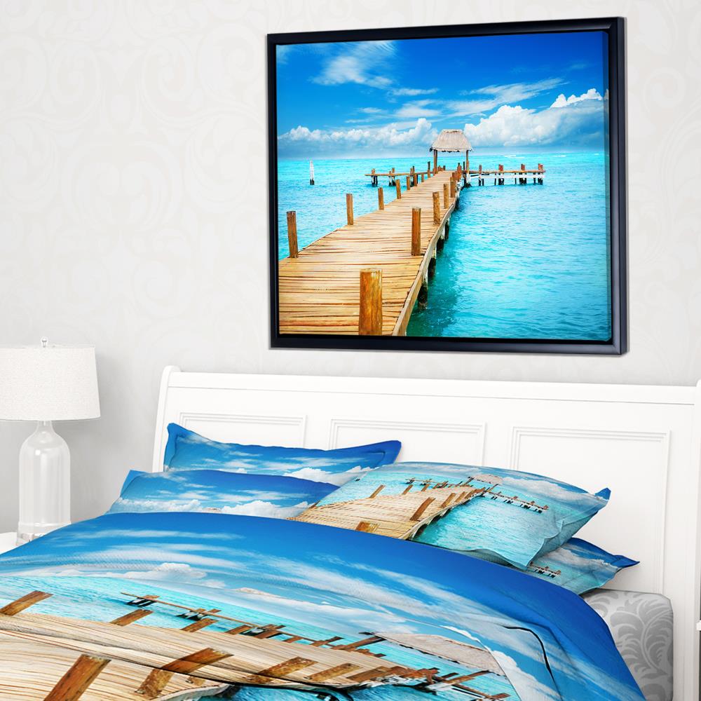 Designart Wood Floater Frame 30-in H x 62-in W Coastal Print on Canvas ...