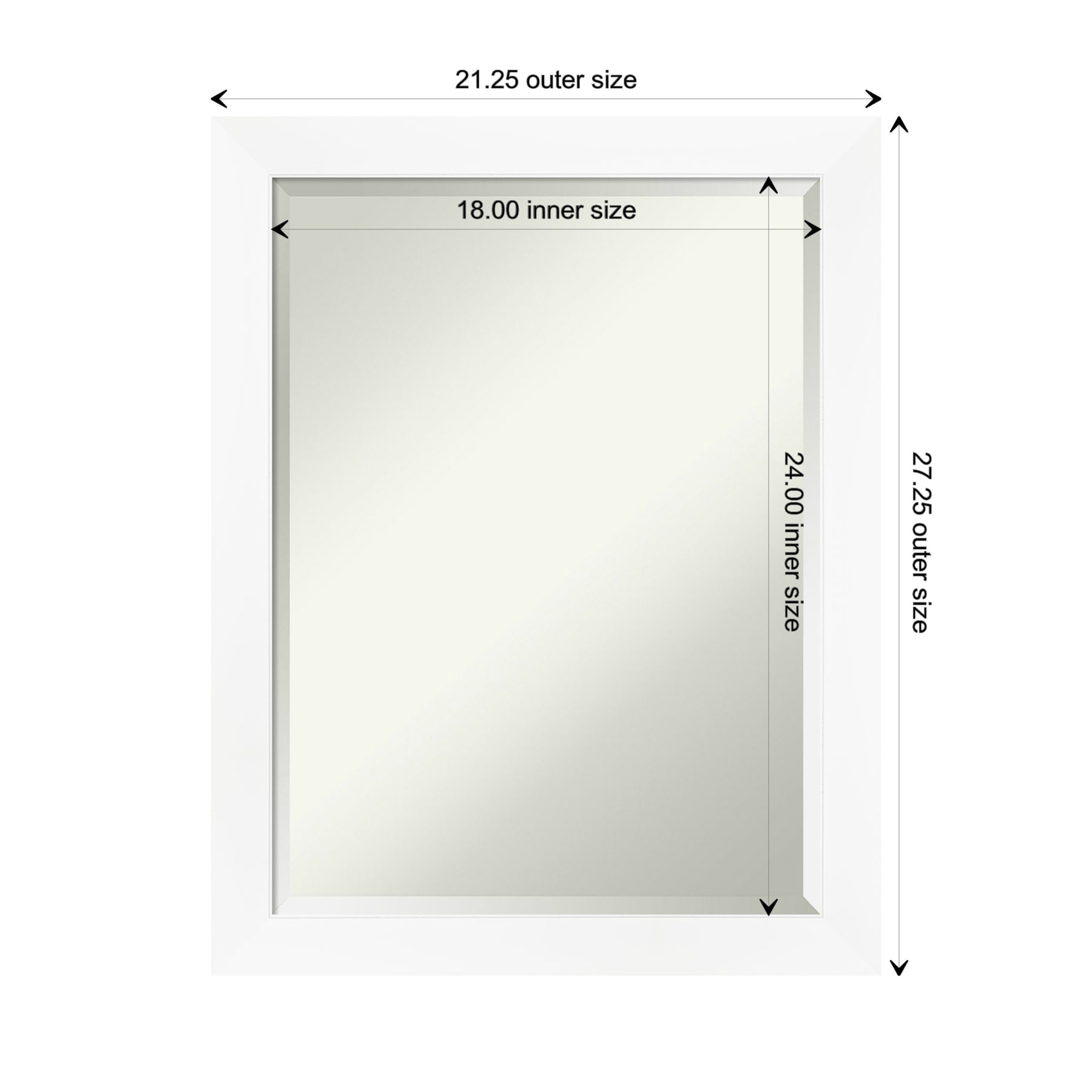 Cabinet White Rectangular Polystyrene Framed Wall Mirror