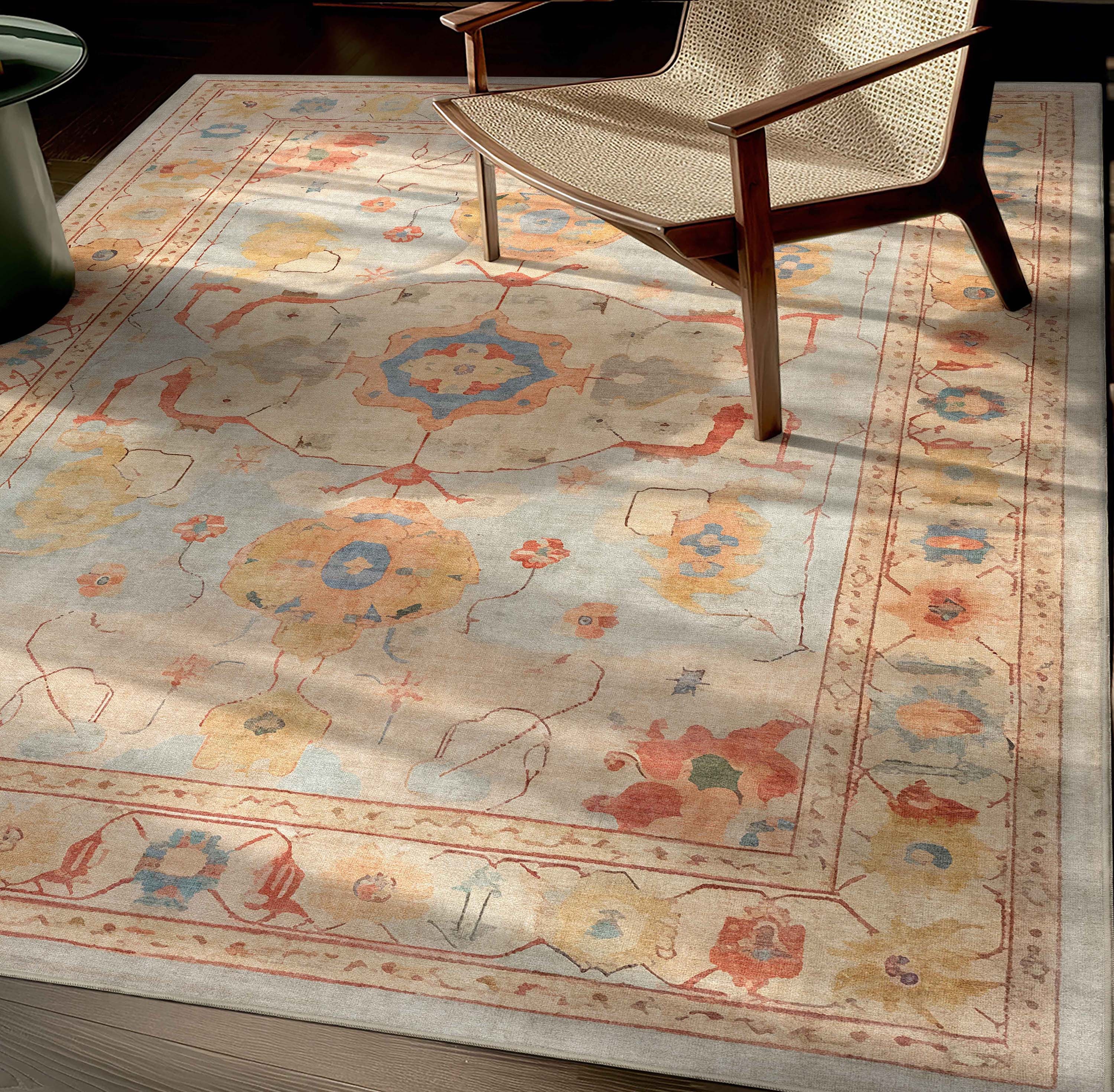 Well Woven W-US-11A-3H Ushak 3 x 25 (ft) Polyester Blue Rectangular Indoor Medallion Vintage Runner rug