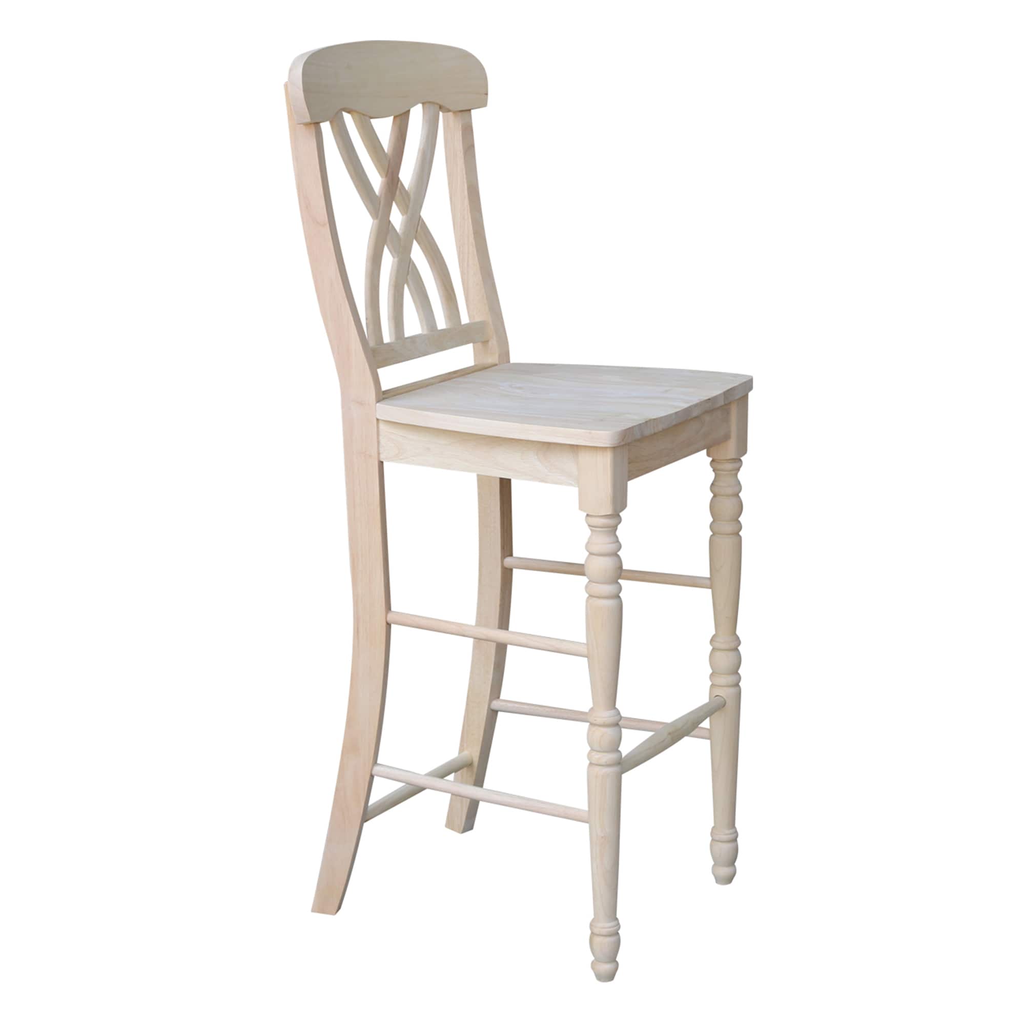 Traditional Parawood 30" Latticeback Bar Stool in Warm Brown