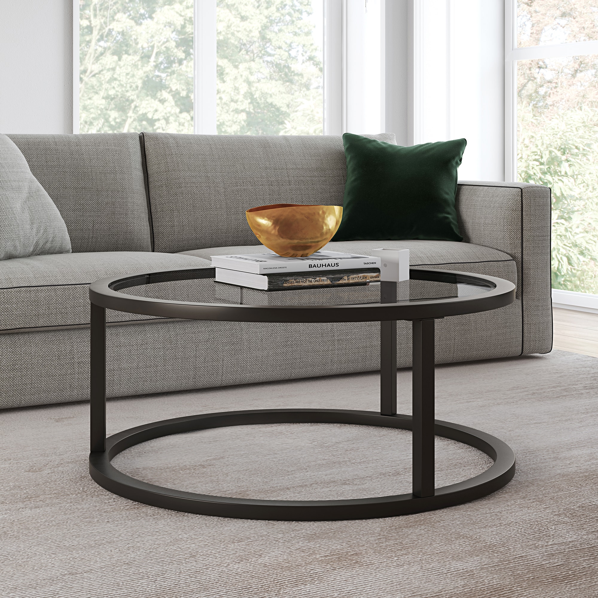 Hailey Home CT0250 Parker Blackened bronze Glass Modern Coffee Table