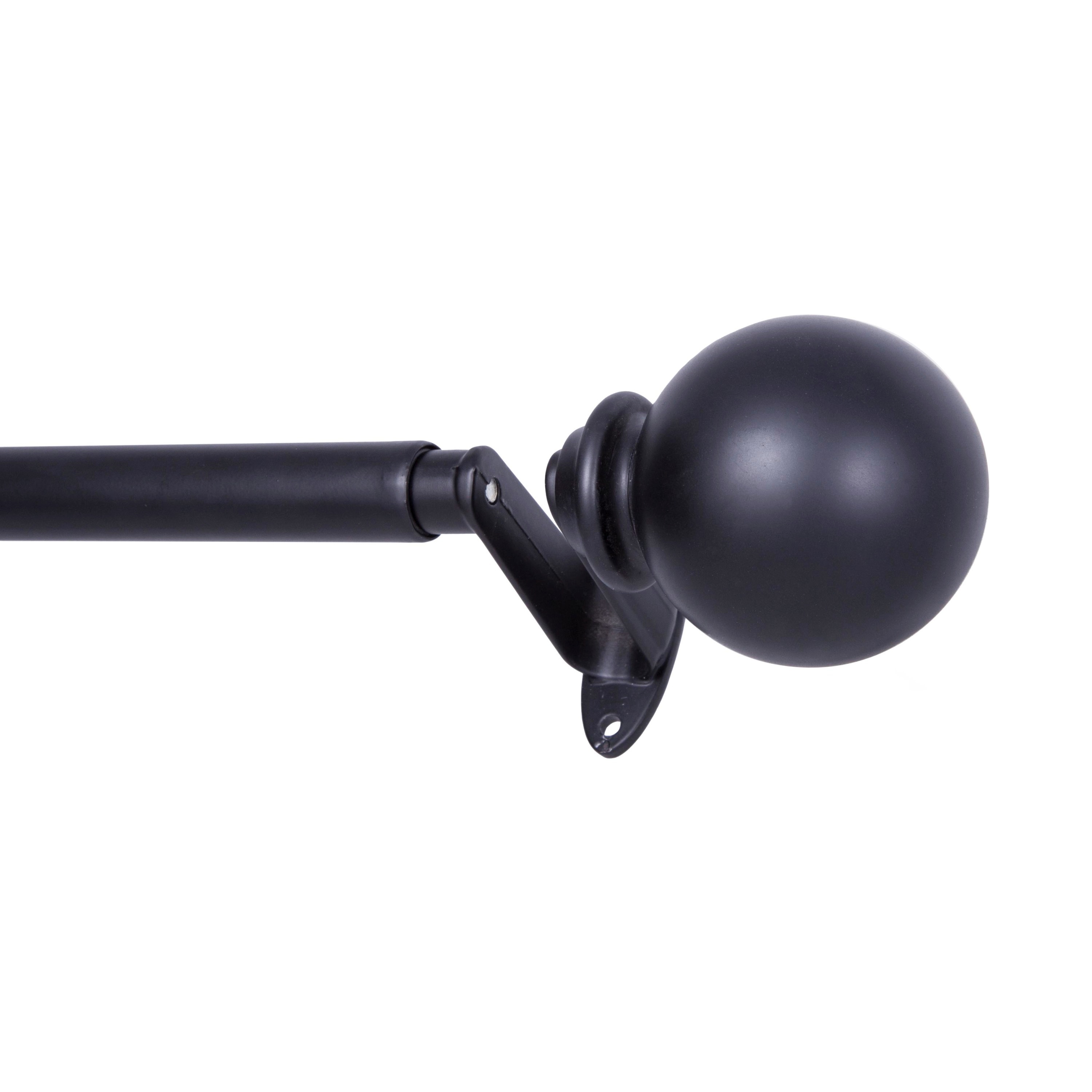 Sun Zero Philip 66-in to 120-in Matte Black Steel Wrap-around curtain rod with Finials #SN45046REM