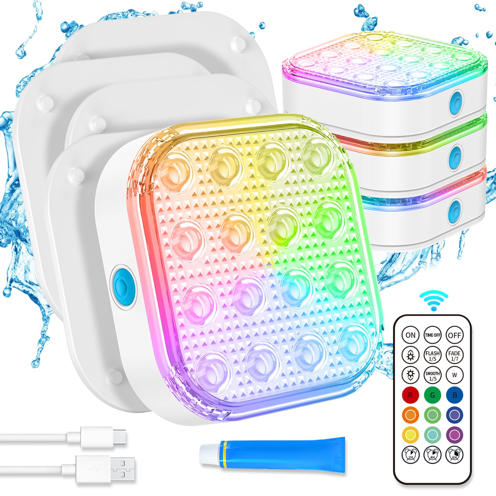 CYIKE  Submersible LED Lights with Remote Waterproof Underwater renewable power power cell 16 Color Changing Magnetic Floating Lights for Pool
