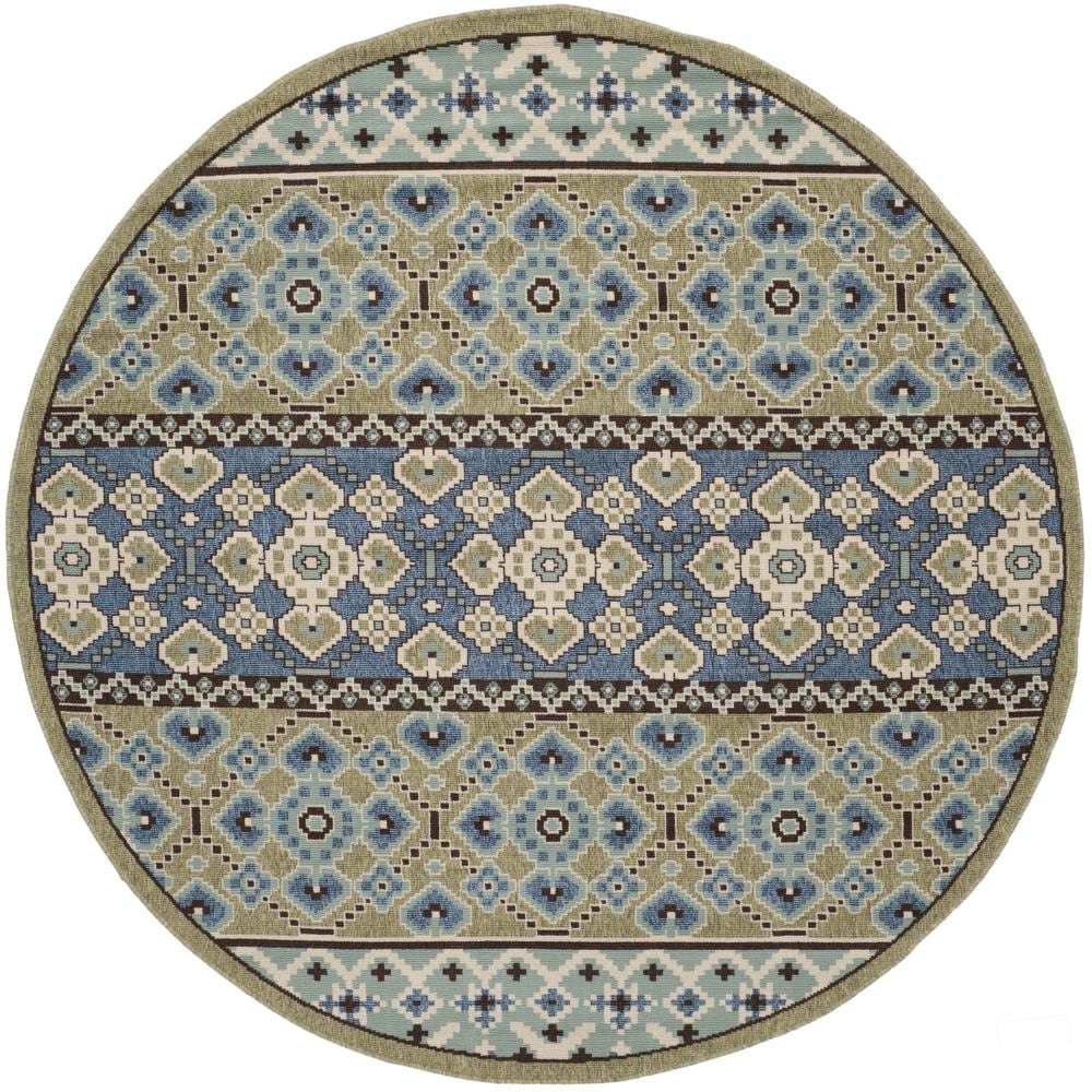 Safavieh VER093-0642-7R Veranda Numa 7 x 7 (ft) Loomed Synthetic Green/Blue Round Indoor/Outdoor Abstract Coastal Area rug