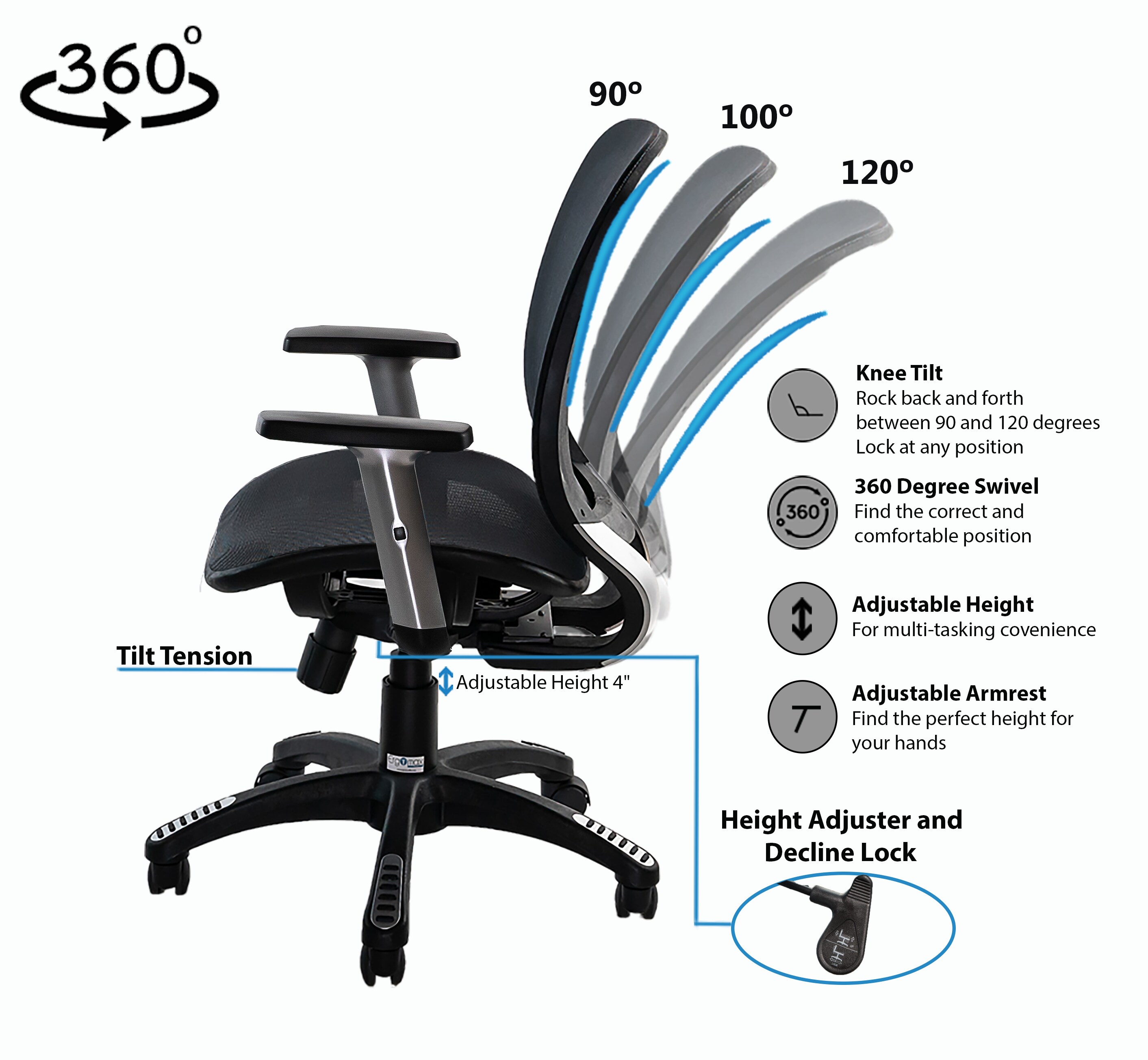 XBrand MSH102BK Office-Chairs - View #3