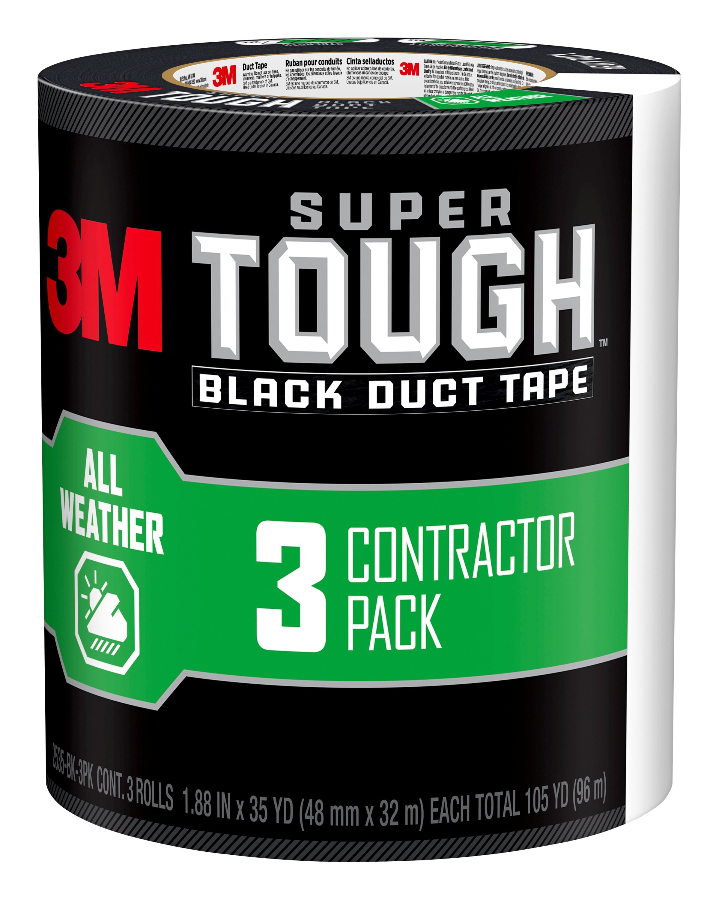 3M Multi-Use Color Duct Tape, Black, 1.88 inches x 20 yards, 1