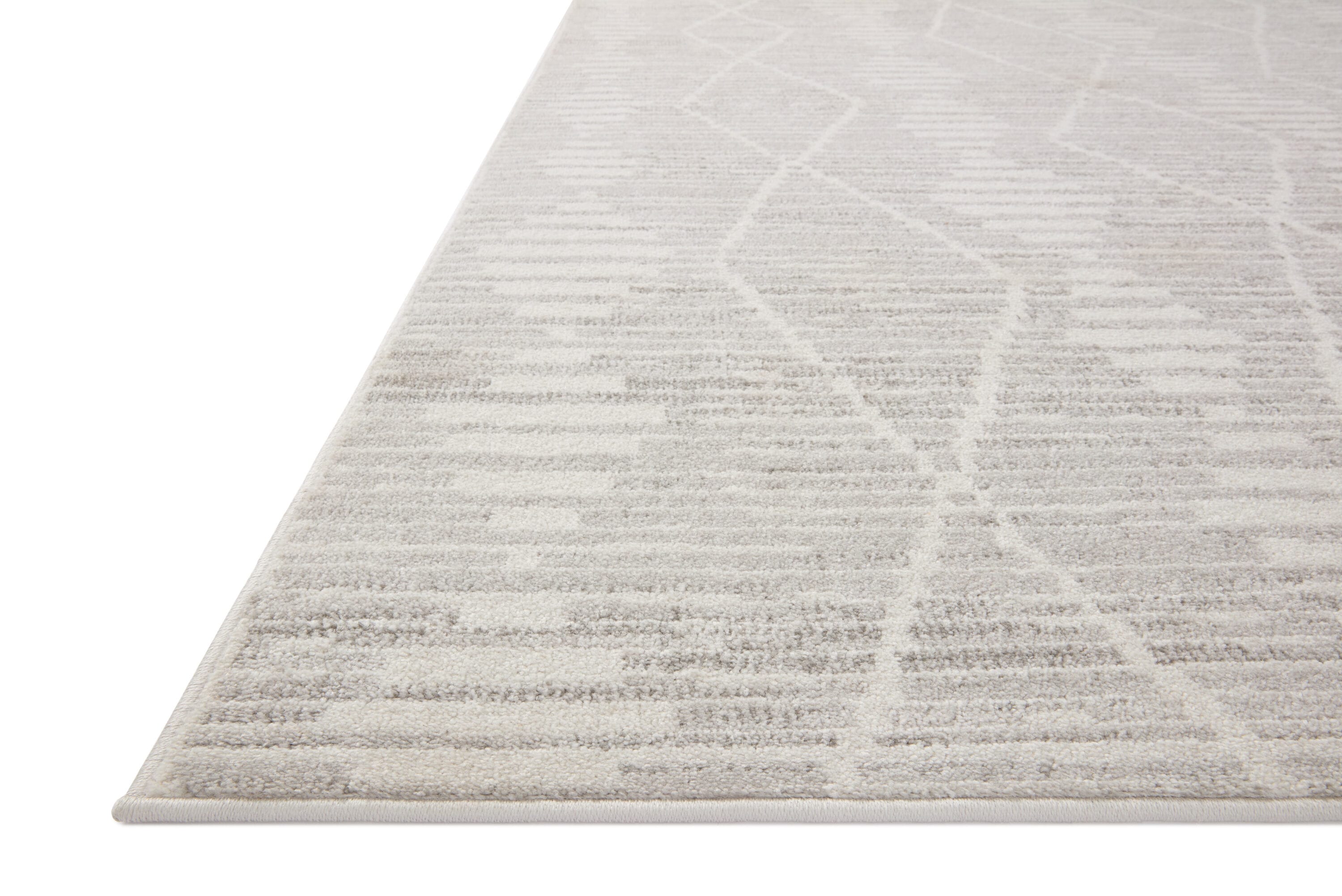 Kamala Ivory and Silver Rectangular Synthetic Area Rug 6'-7" x 9'-6"