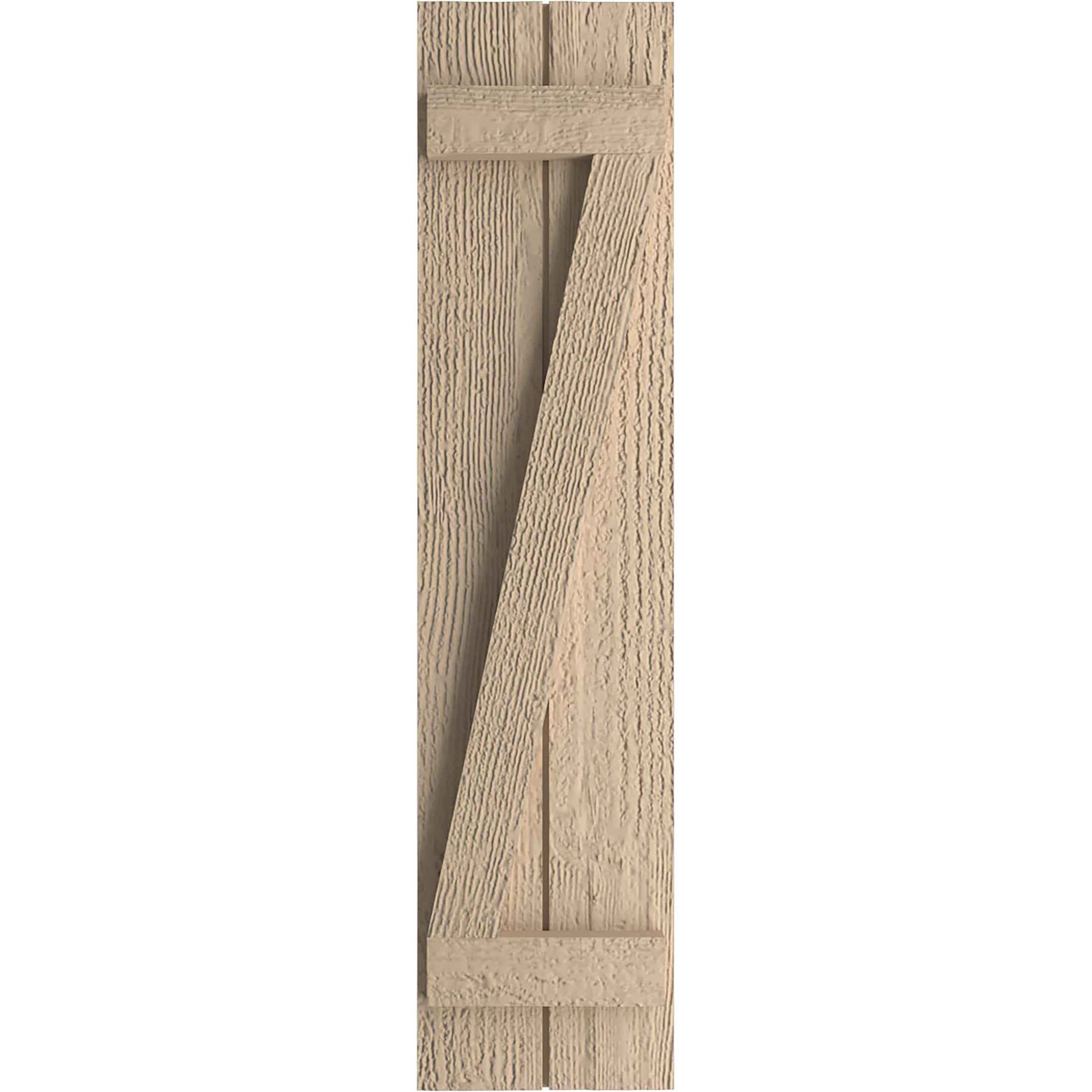 Ekena Millwork SHUBJZ11X24RSPR 11-in W x 24-in H Rough Sawn Paintable/Stainable Board and batten Z-bar Exterior Shutters ( 2 -Pack )
