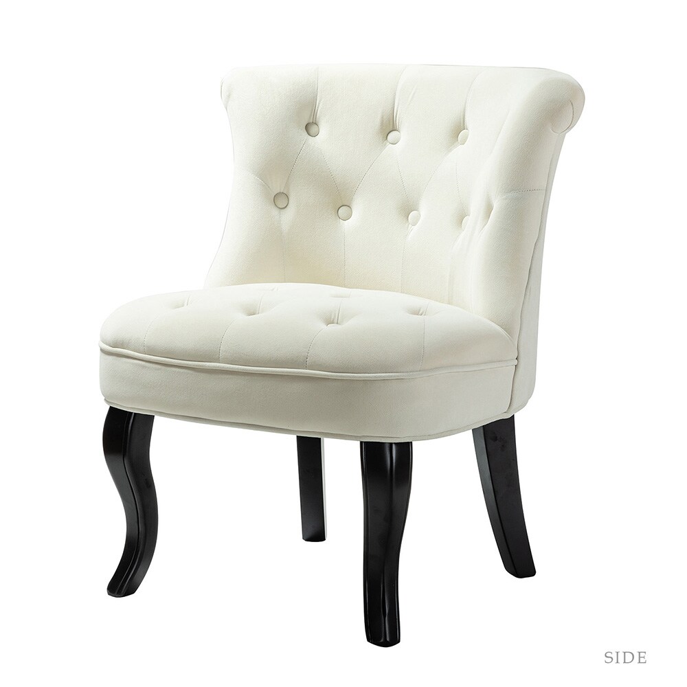 14 Karat Home MA3288-3-IVORY Casual IVORY Velvet Accent Chair