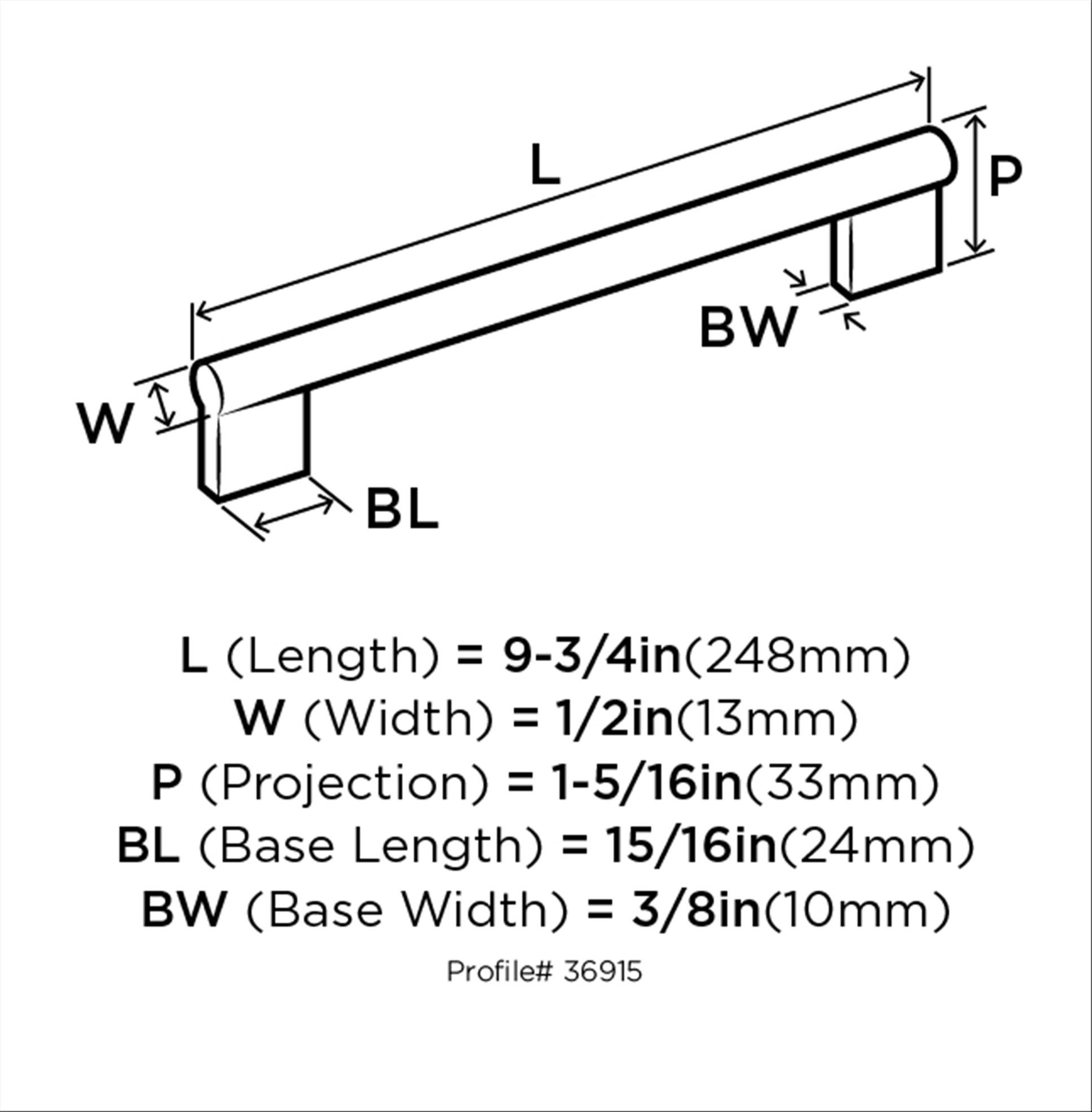 Matte Black 8-13/16 Inch Modern Cabinet Drawer Pull