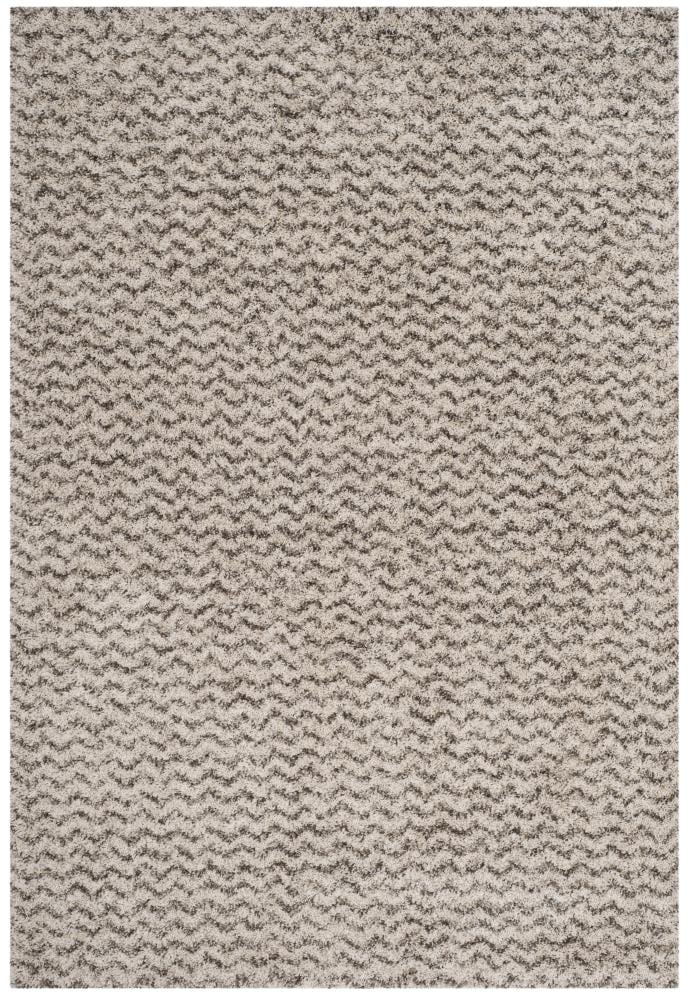 Safavieh SGH330A-57 Hudson LaSalle Shag 5 x 7 (ft) Loomed Polypropylene Ivory/Gray Rectangular Indoor Chevron Farmhouse/Cottage Area rug