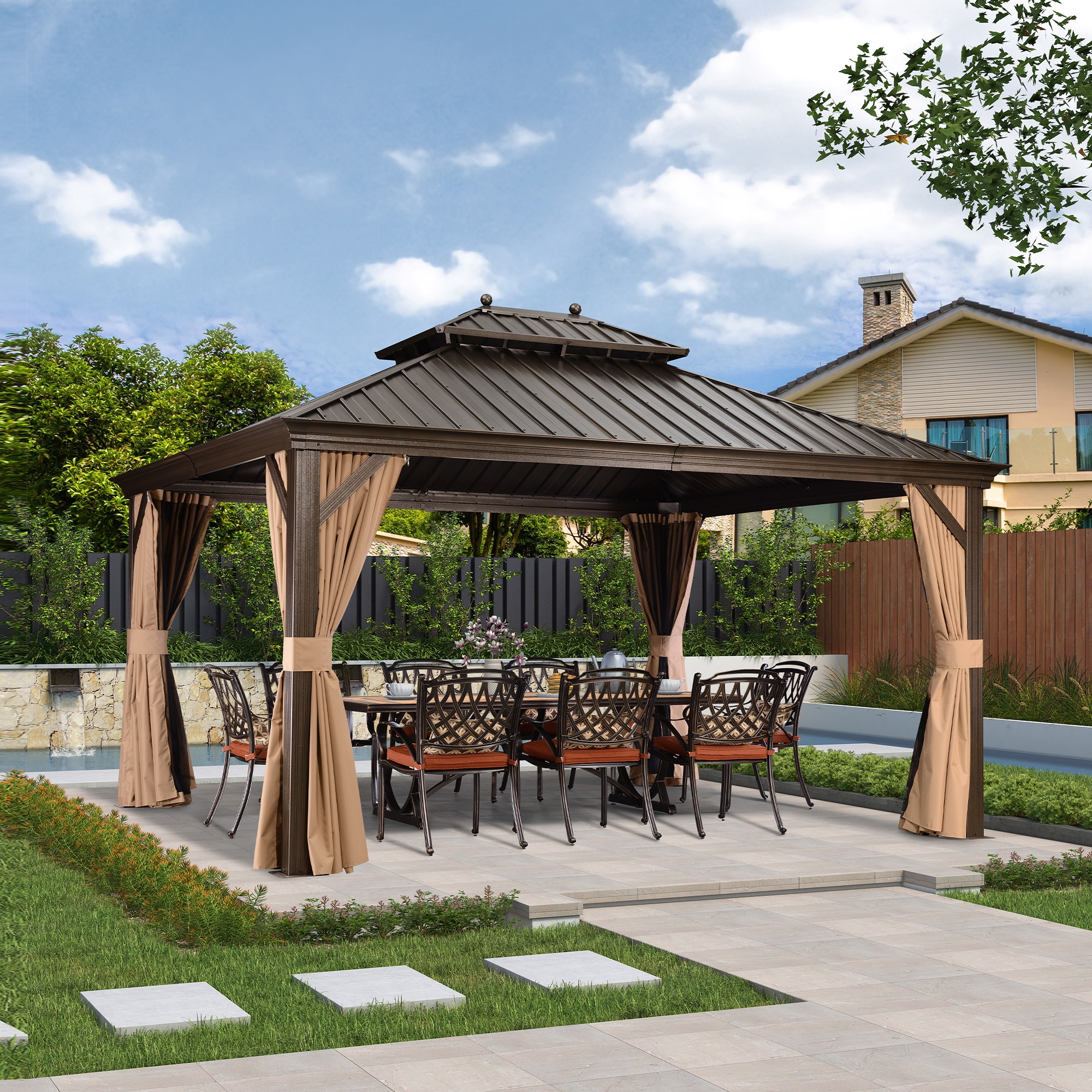 PURPLE LEAF LSMHS1214DB Wood-Resin-Gazebos - View #3