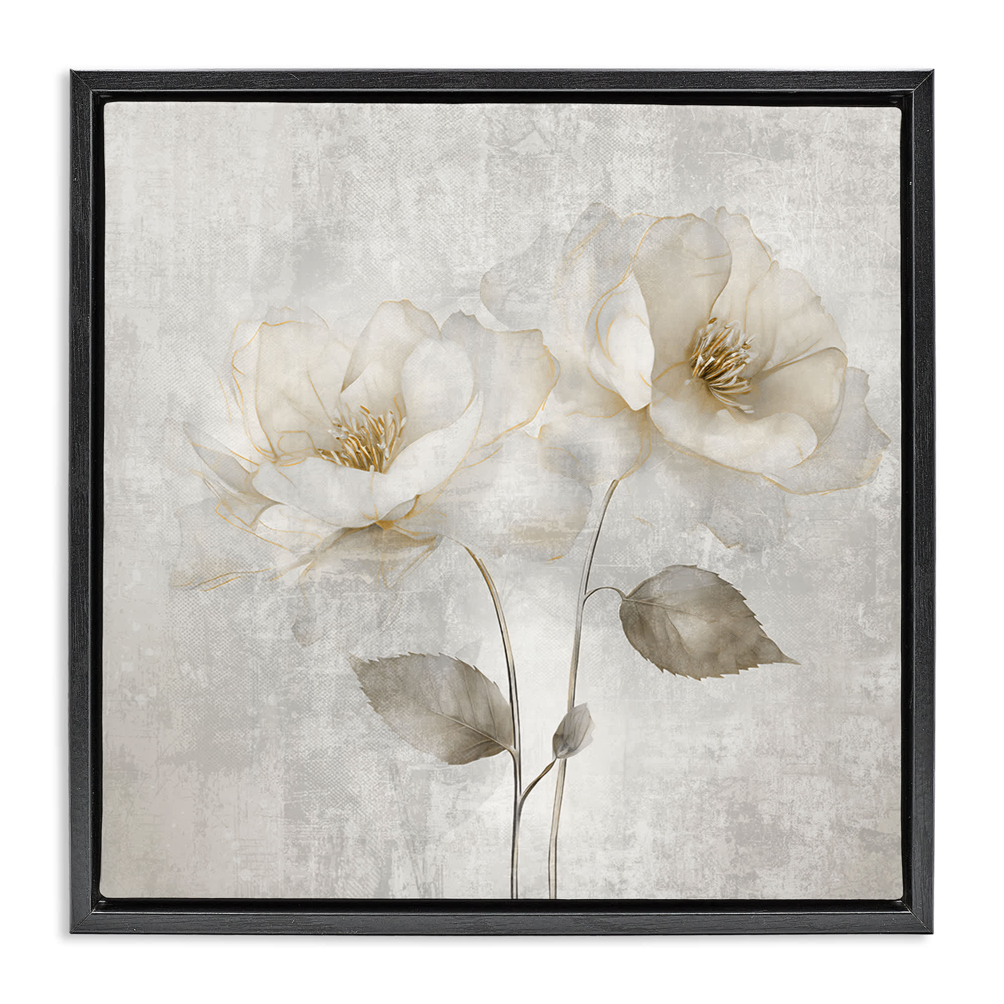 Stupell Industries BS-285-FFB-24X24 Blooming Roses Bunch Black Framed Floater Canvas Wall Art By Irene Weisz 25 x 25