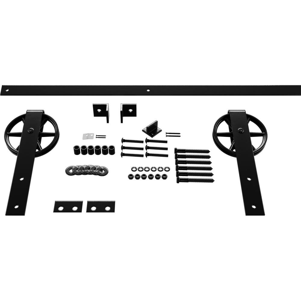 Goldberg Brothers GB6001354HWBL 64-in Black Indoor Wagon wheel Single Double Barn door hardware kit