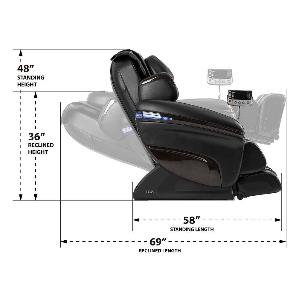 Osaki Os 7200h Black 2d Faux Leather Upholstered Powered Reclining Zero Gravity Massage Chair In