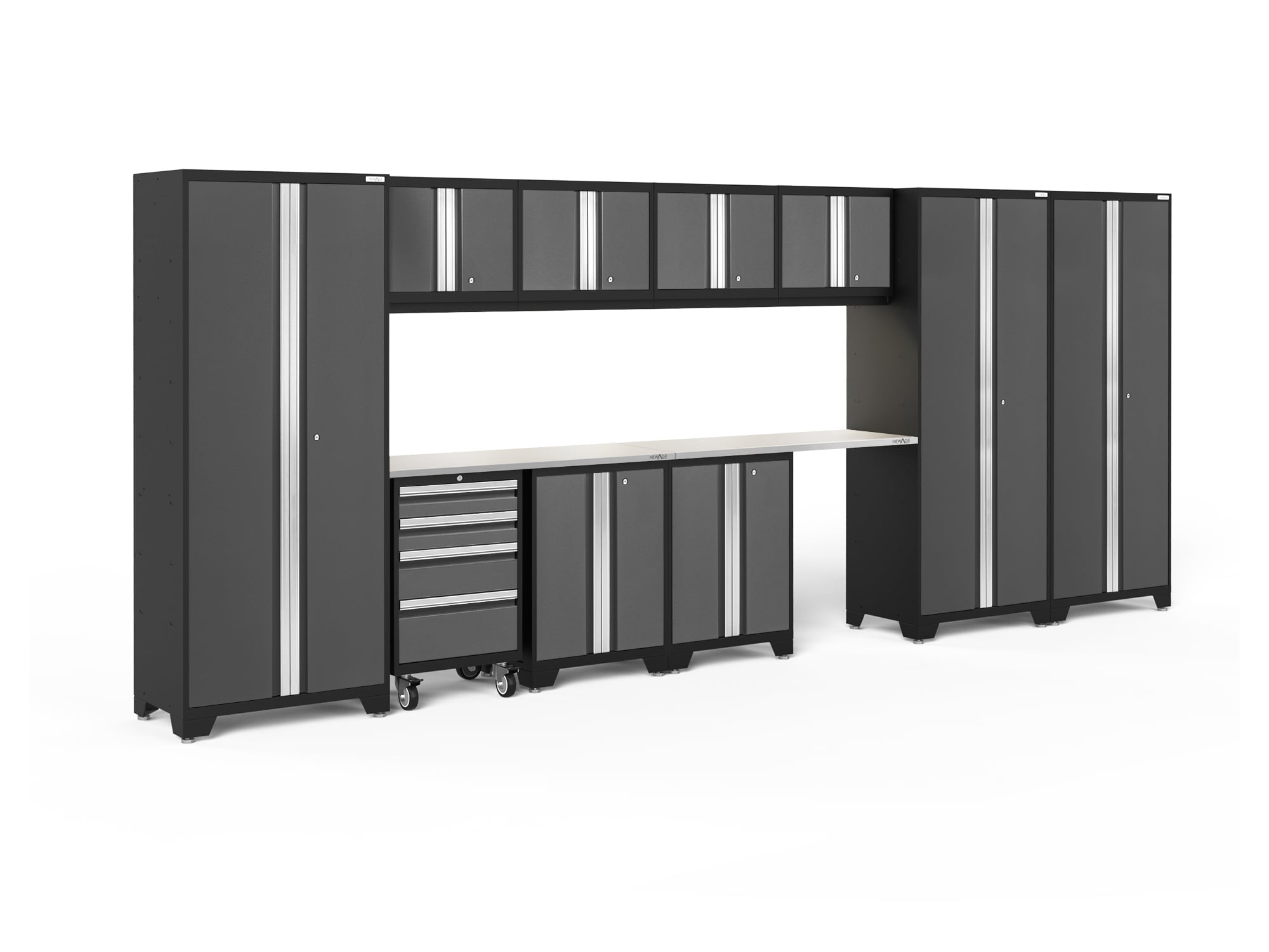 NewAge Products 50436 186.0-in W x 76.75-in H x 18.0-in D 10 -Cabinets Steel Charcoal Gray Garage Storage System