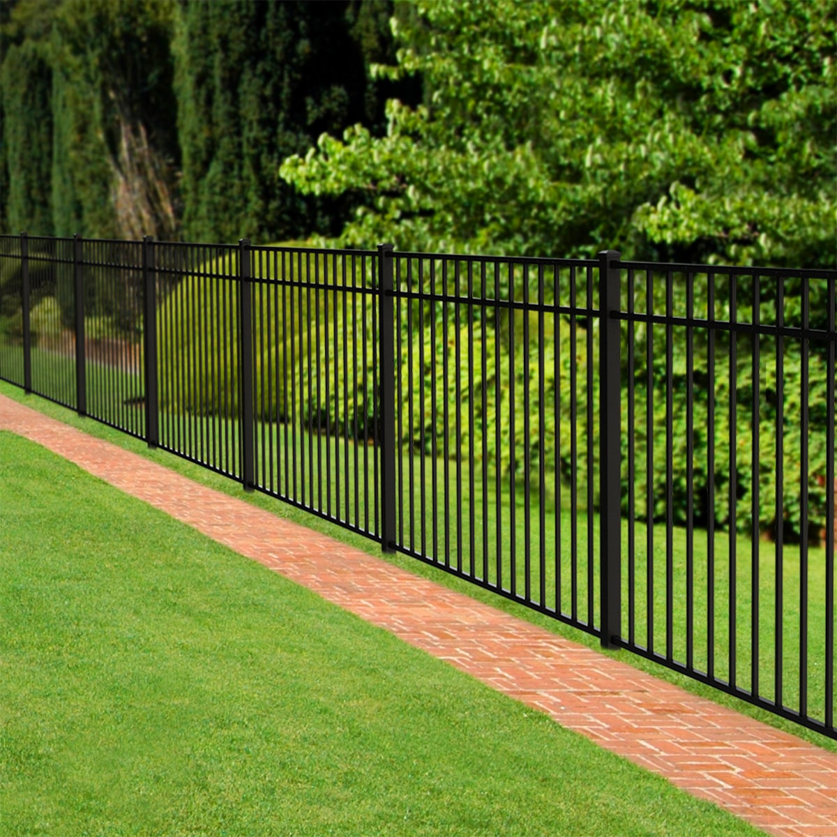 Ironcraft Fences 6 ft. x 6 ft. Euro Steel Fence Panel, Black