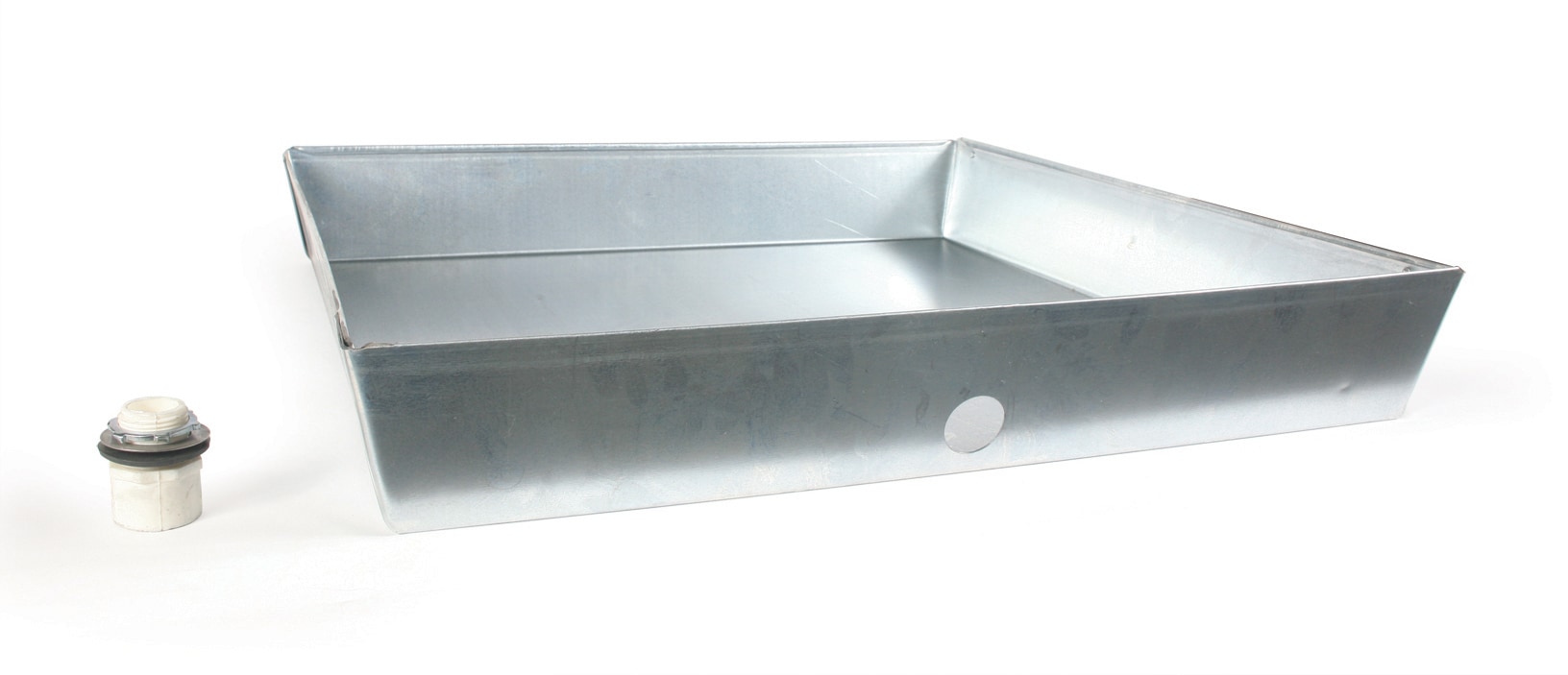 CAMCO 20800 20 x 2.25 Aluminum Water Heater Drain Pans W/PVC Fitting