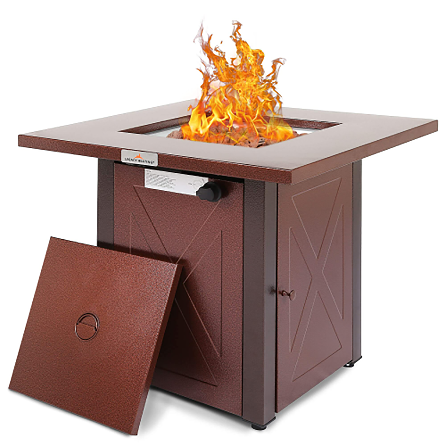 GZMR Fire Pits Table 28-in W 50000-BTU Dark Brown Portable Tabletop Stainless  Steel Propane Gas Fire Pit Table in the Gas Fire Pits department at