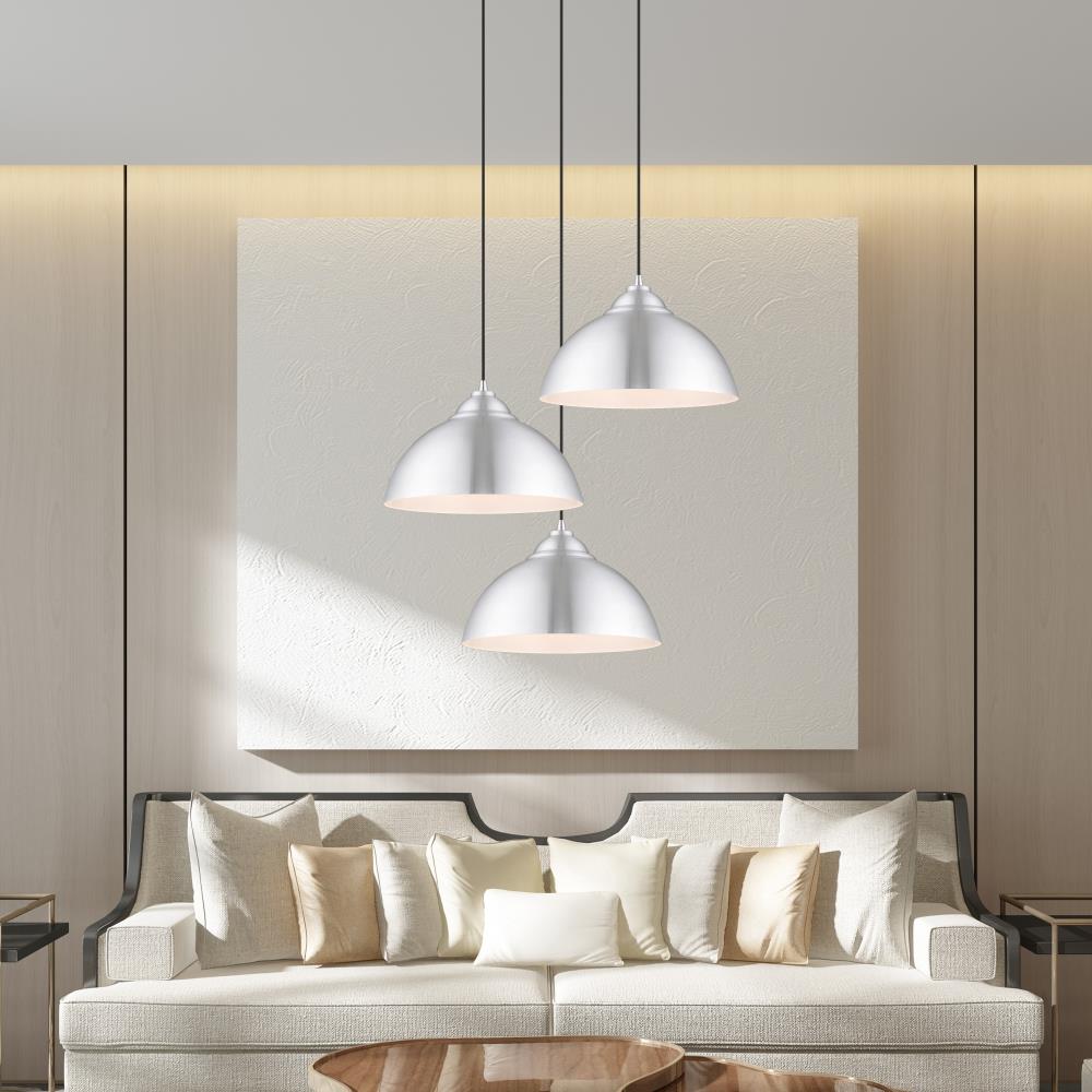Brushed Aluminum Mini Pendant with White Underside