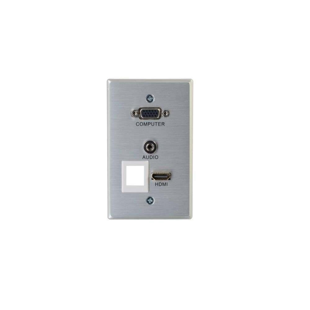 C2G CTG12708  60169 Rapidrun VGA Plus 3.5mm with HDMI Pass Through and 1 Keystone Single Gang Wall Plate