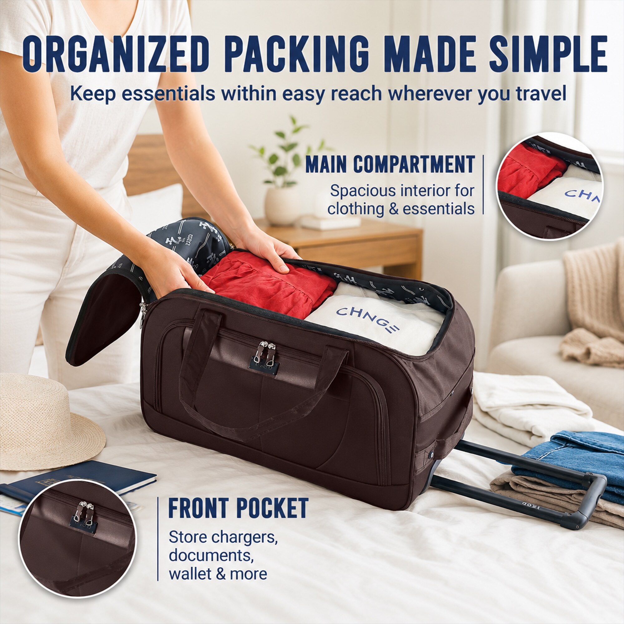 IZOD Carol 32 Inch Lightweight Soft Rolling Duffel Bag with