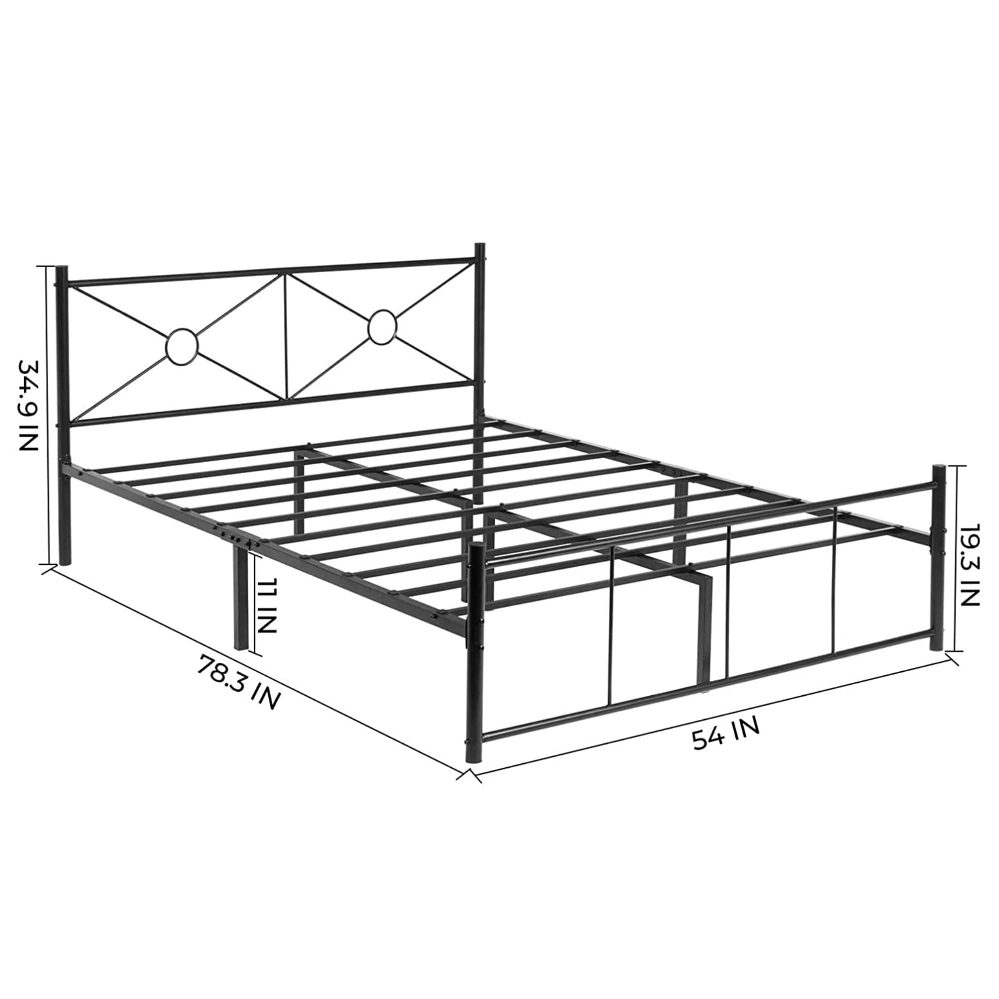 Clihome Full Size Metal Bed Black Full Bed Frame In The Beds Department ...