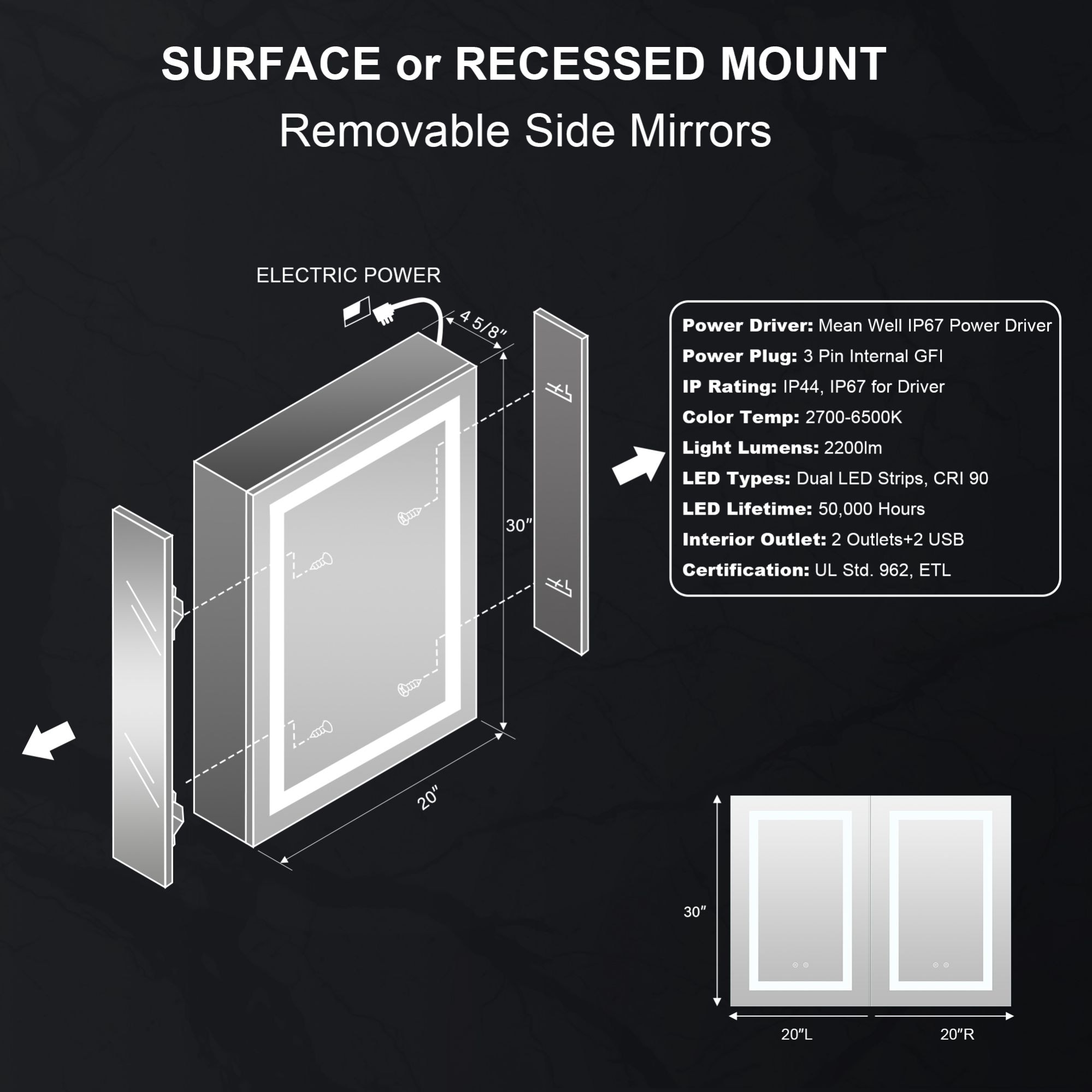 WELLFOR GIS-928P172238 Bathroom-Wall-Cabinets - View #5