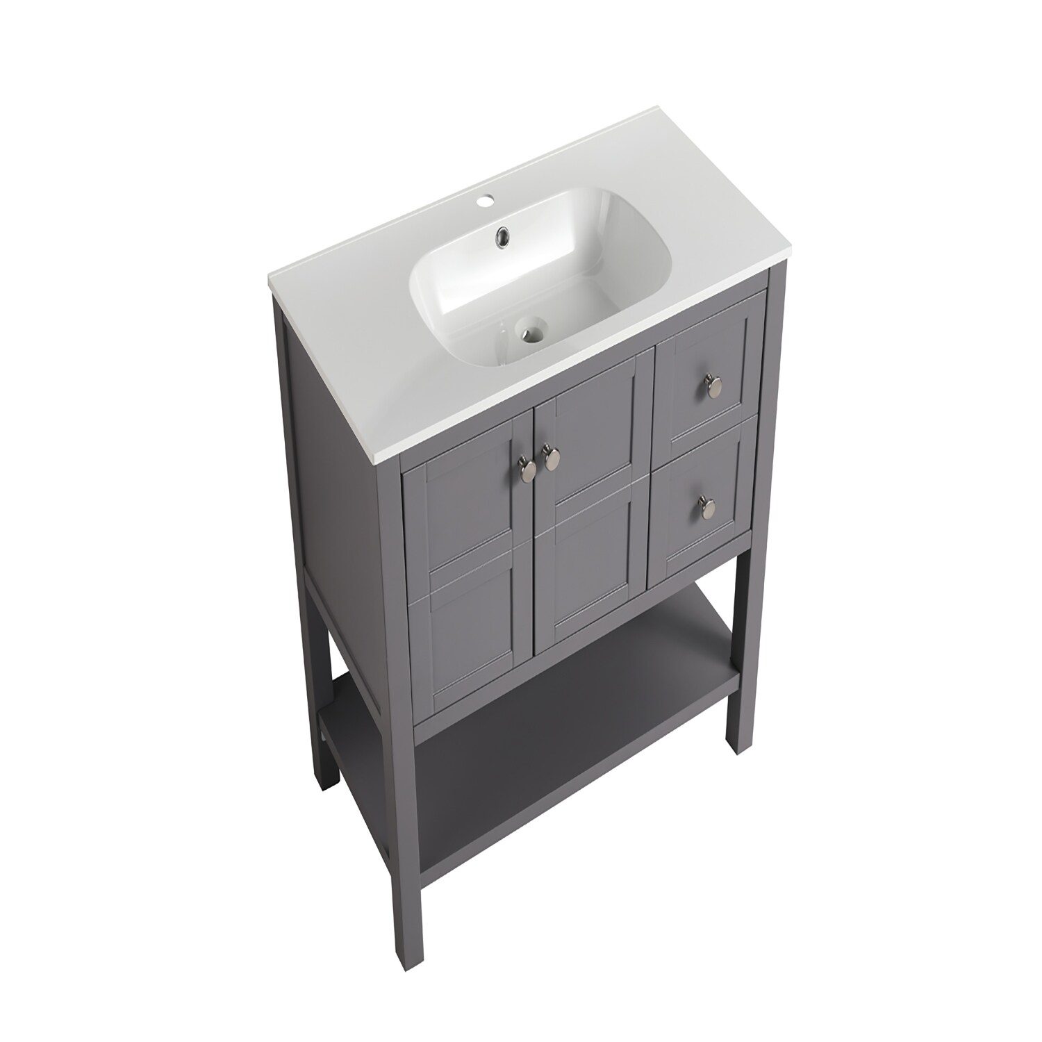 waterpar 36-in Gray Undermount Single Sink Bathroom Vanity with 