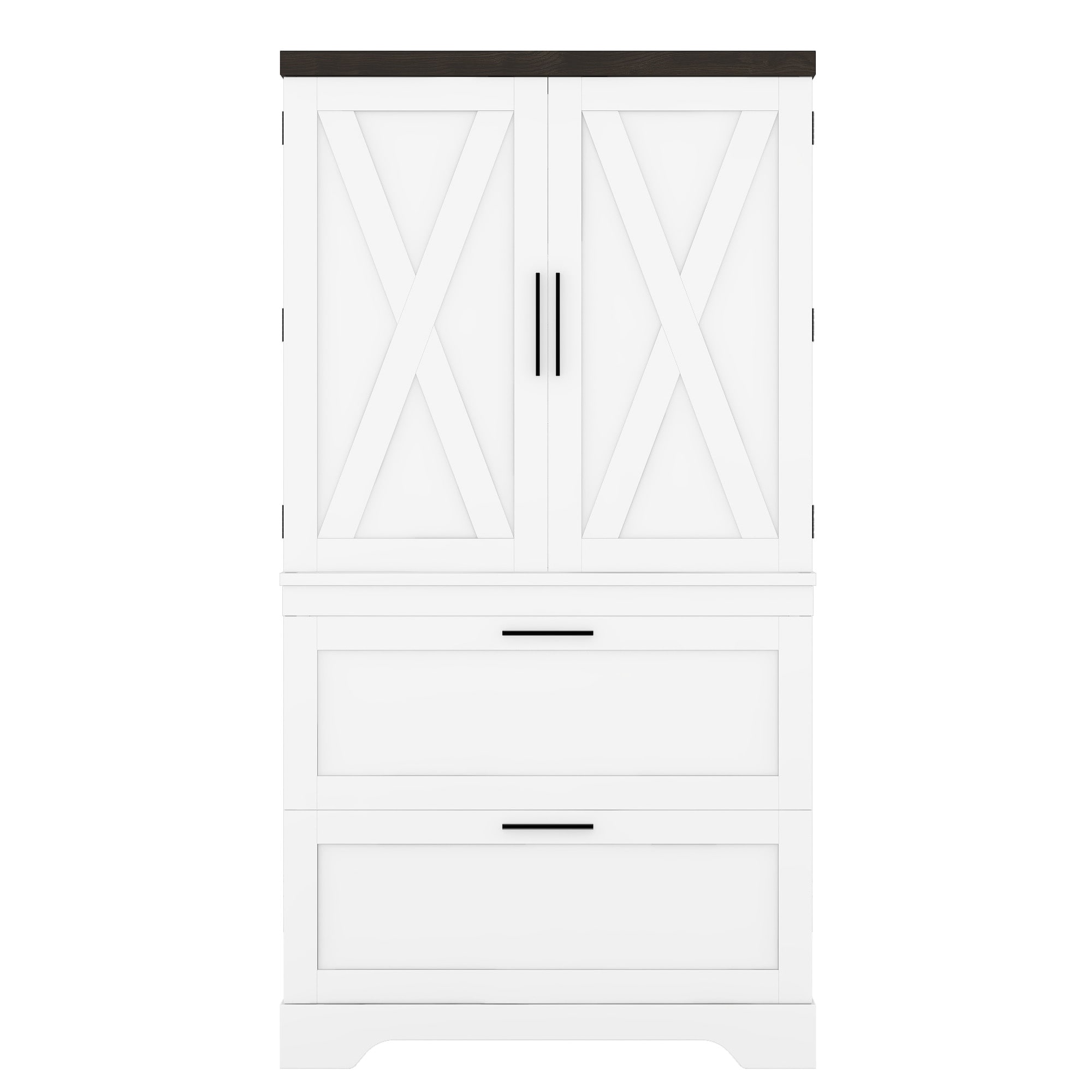 Damerin KK775A White MDF Base with MDF Wood Top Kitchen Cart ( 15.7-in x 31.5-in x 61.7-in )