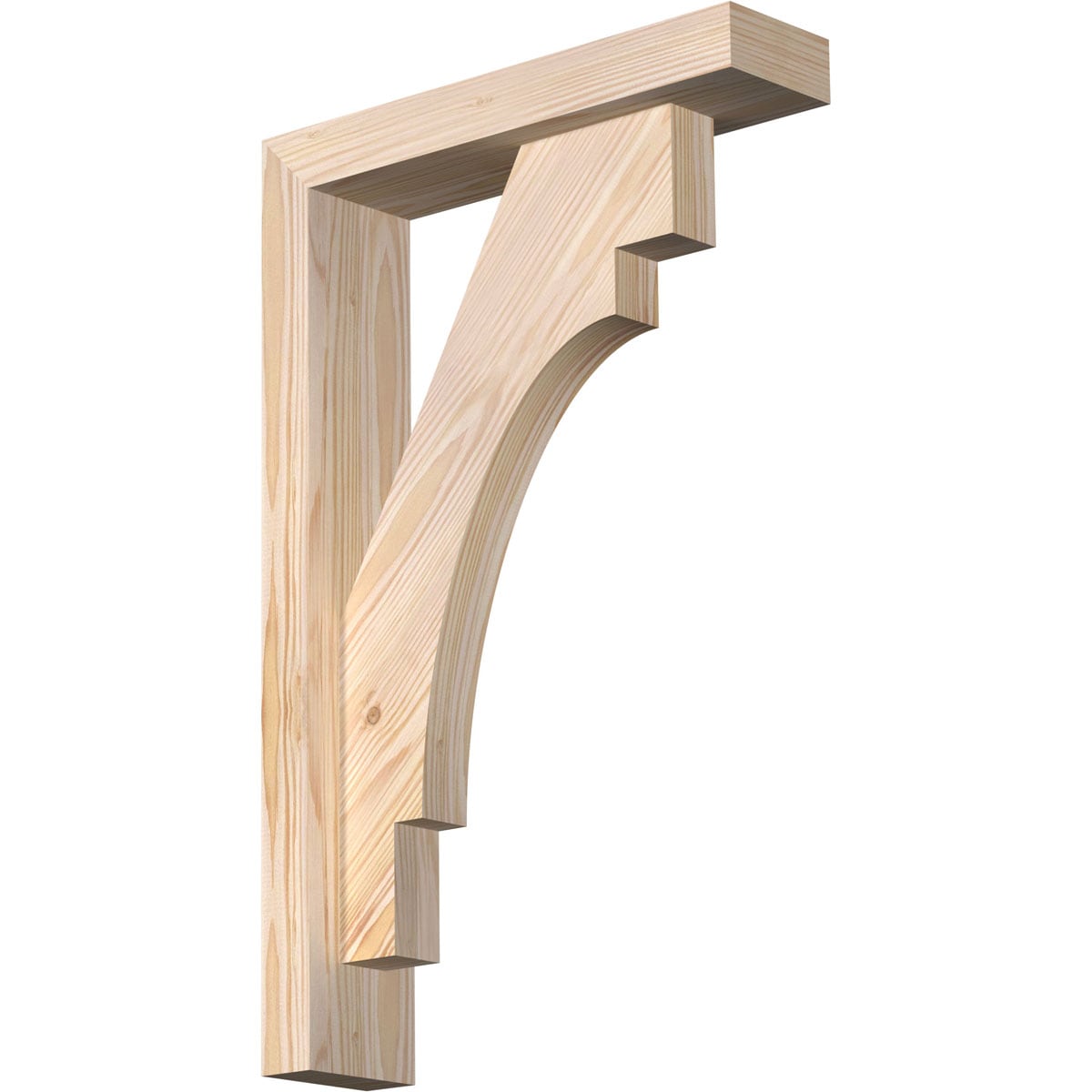 Ekena Millwork 1463307 Merced Block Smooth Bracket with Offset Brace 3-1/2-in x 14-in x 22-in Douglas fir Brown Wood Standard bracket