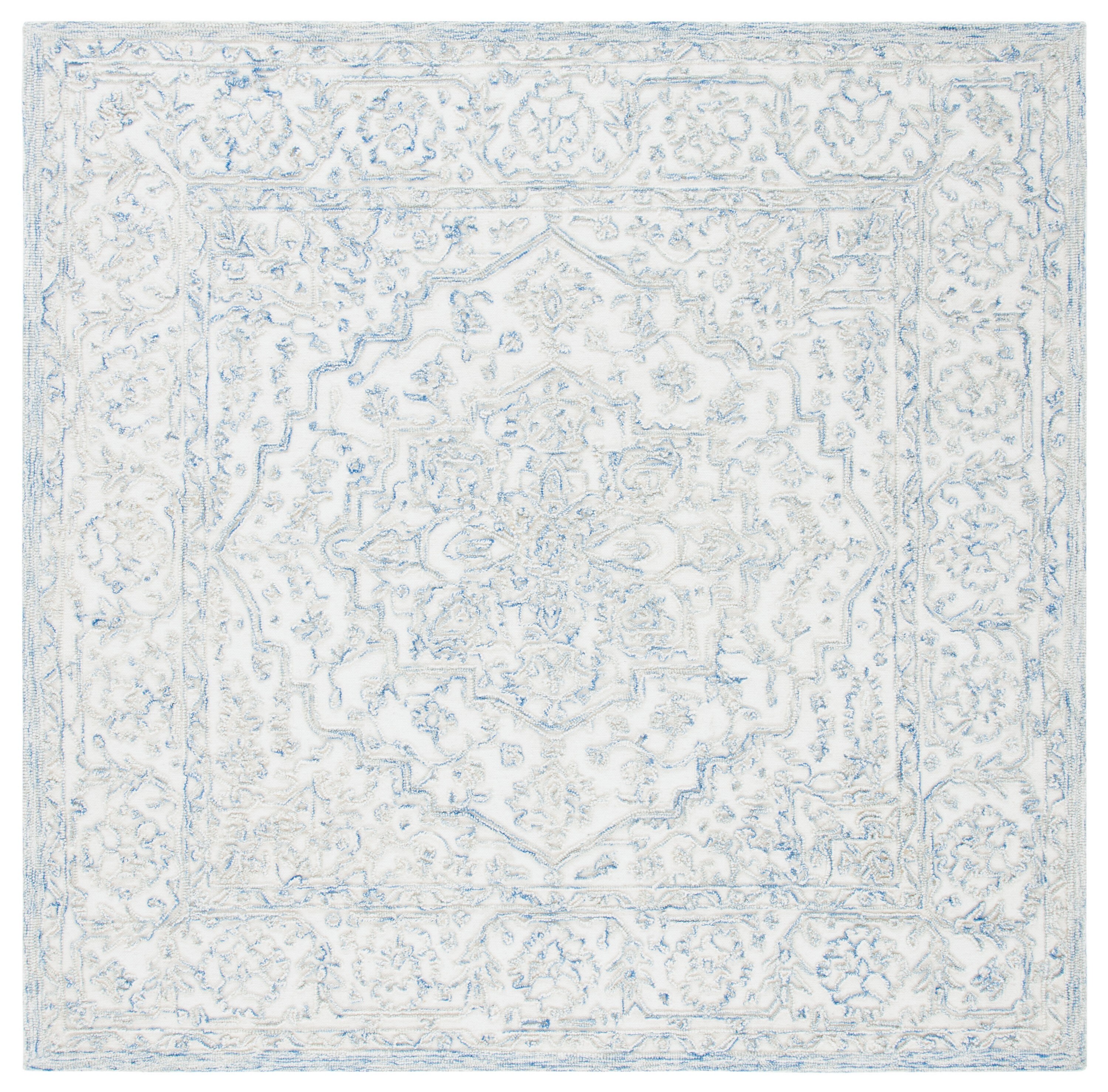 Regal Blue Square Hand-Tufted Wool Area Rug - 6'