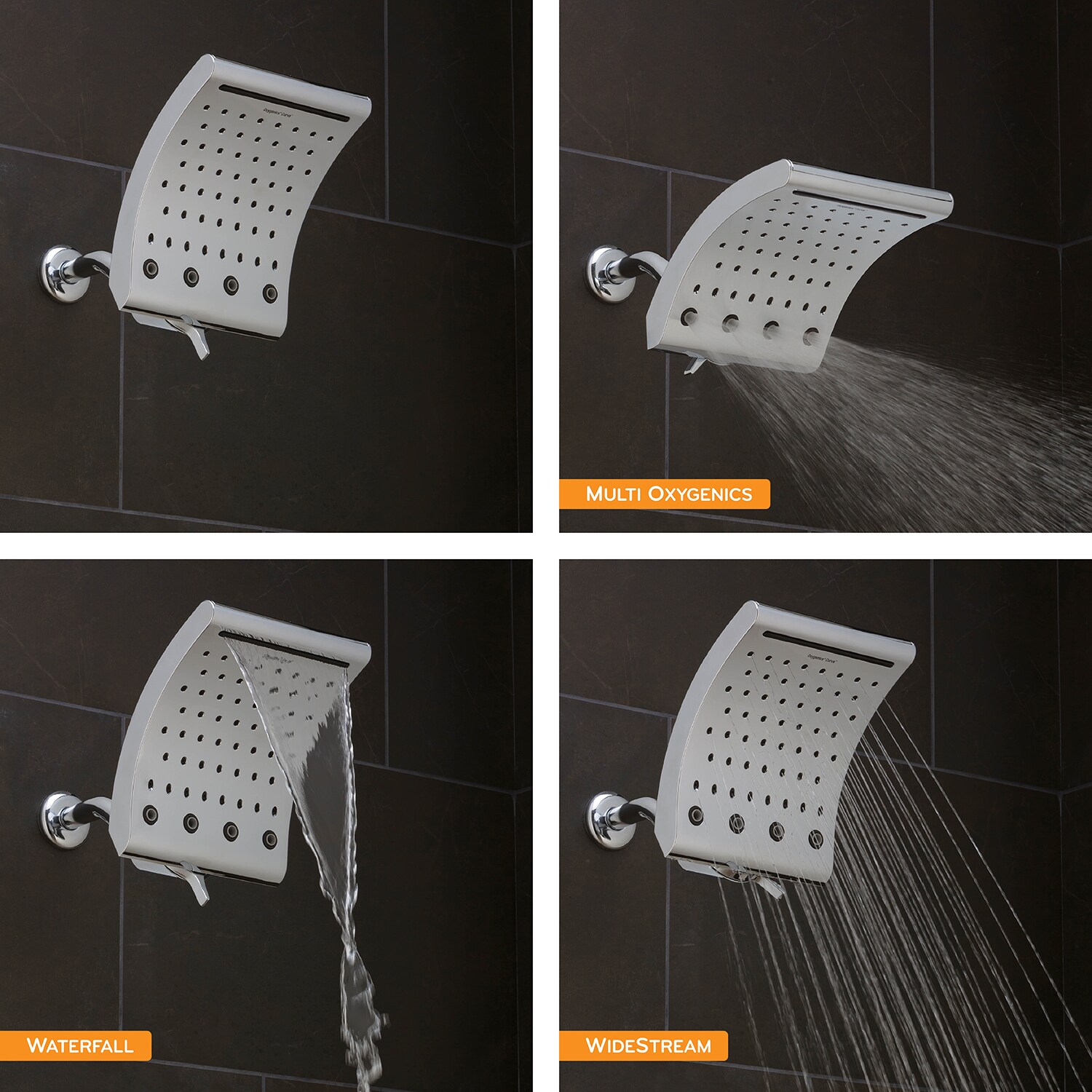 Oxygenics Curve Chrome Rectangle Fixed Rain 2GPM (7.6LPM) in the Shower Heads department at