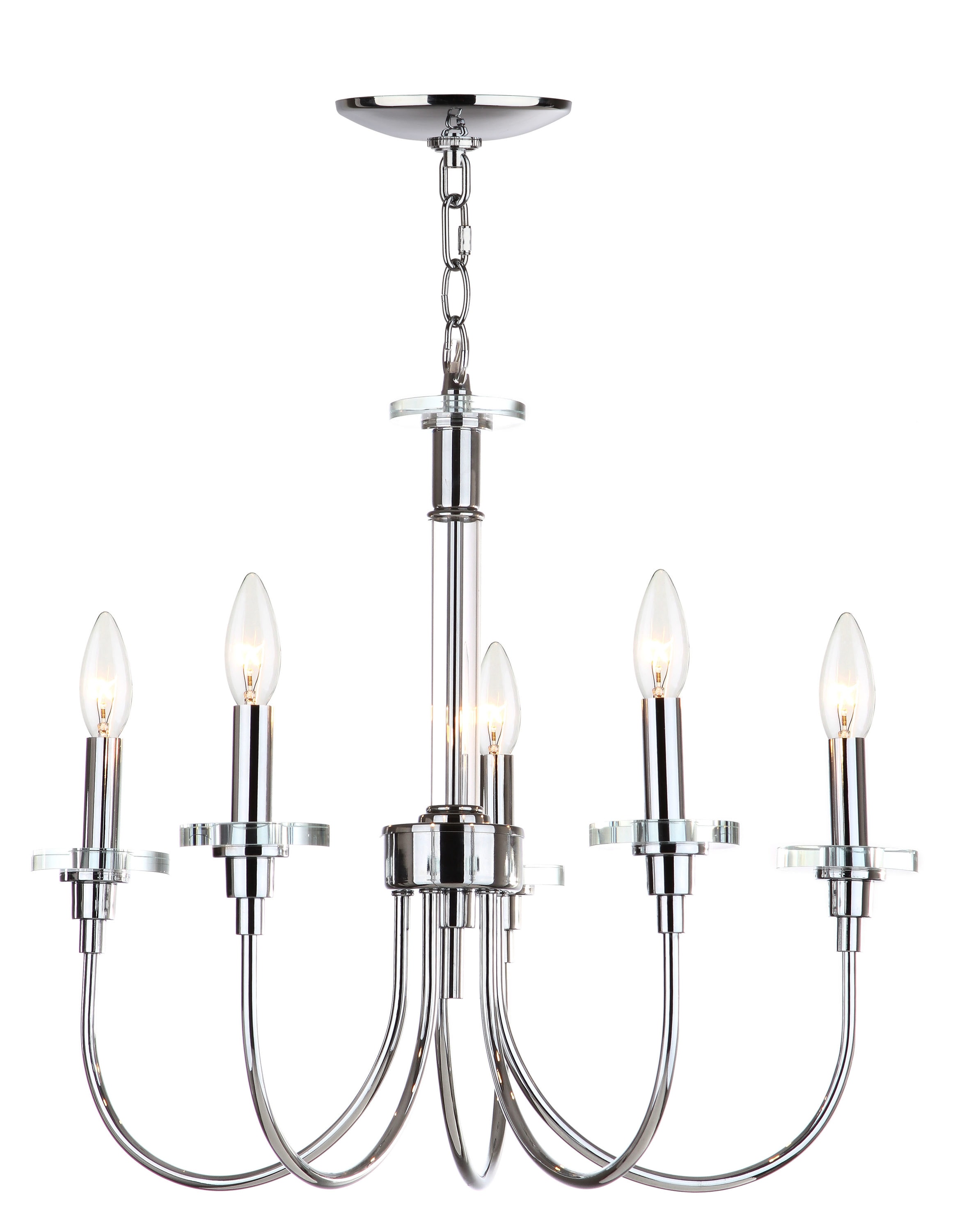 Sharon Chrome and Clear 5-Light Adjustable Chandelier