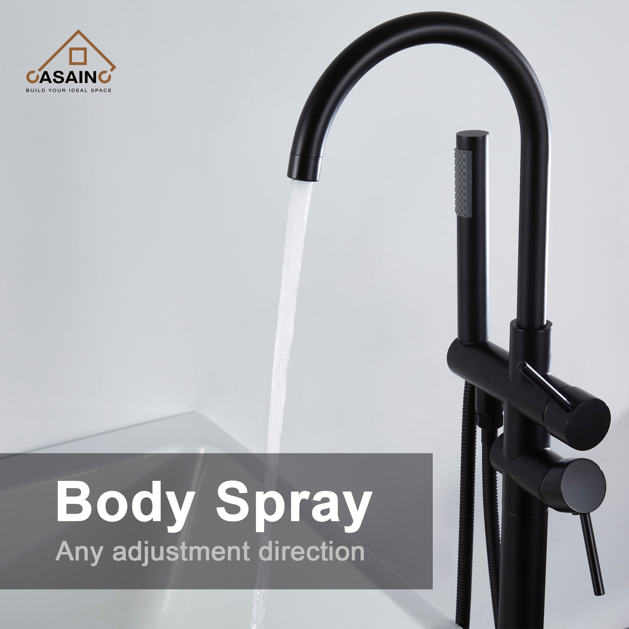 CASAINC AM-T101-SQ-MB Roman-Tub-Faucets - View #6