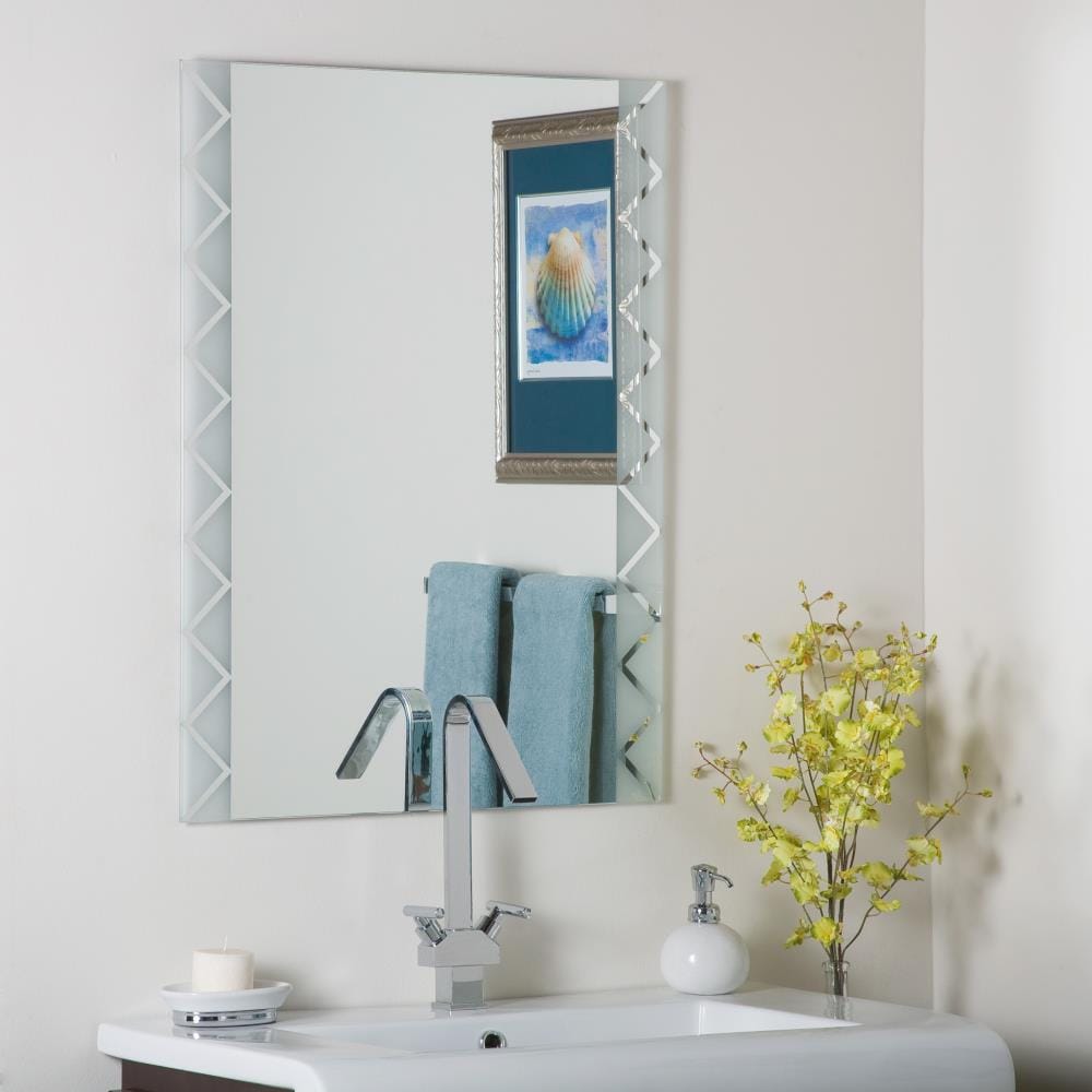 Decor Wonderland SSM39 23.6-Inches x 31.5-Inches Polished Frameless Rectangular Bathroom Vanity Mirror ( Silver )
