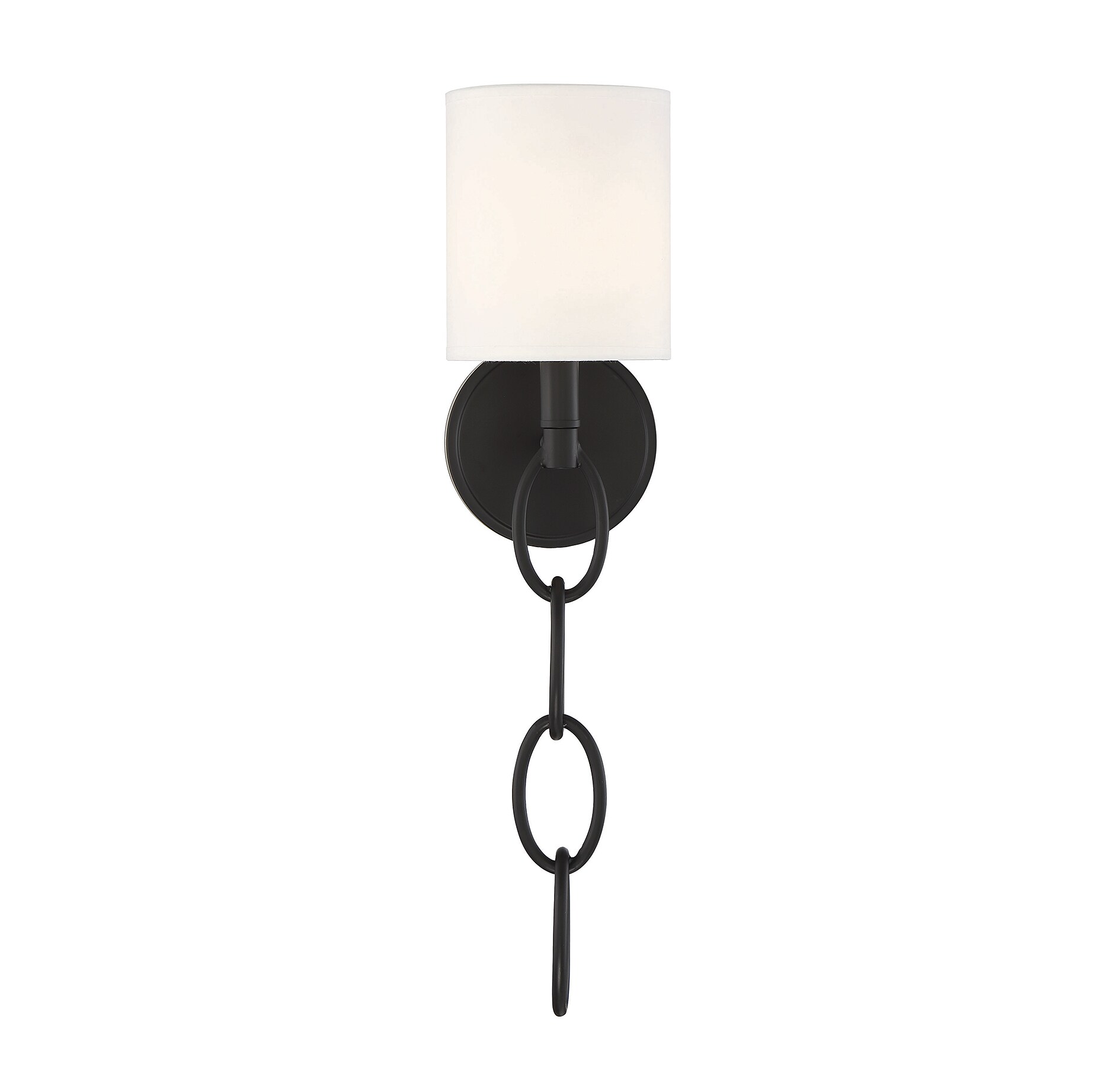 Matte Black Transitional Dimmable Wall Sconce with Fabric Shade