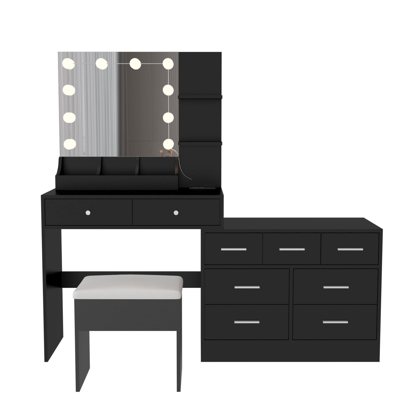 Outopee LO1G52005612 31.5-in Black Makeup Vanity
