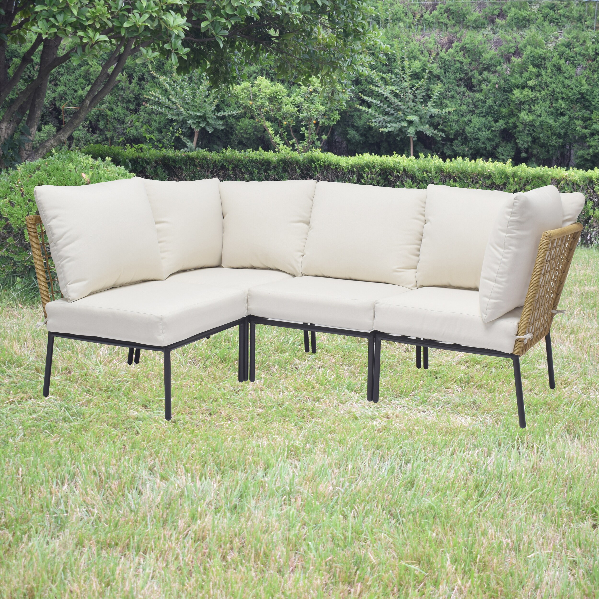 Origin 21 Clairmont 4-Piece Wicker Patio Conversation Set with Off