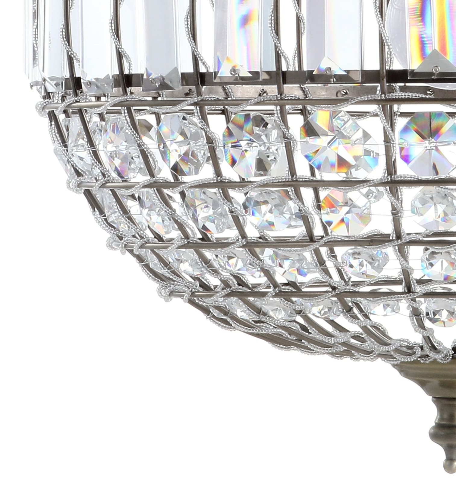 Georgina 16" Antique Brass Crystal LED Drum Pendant