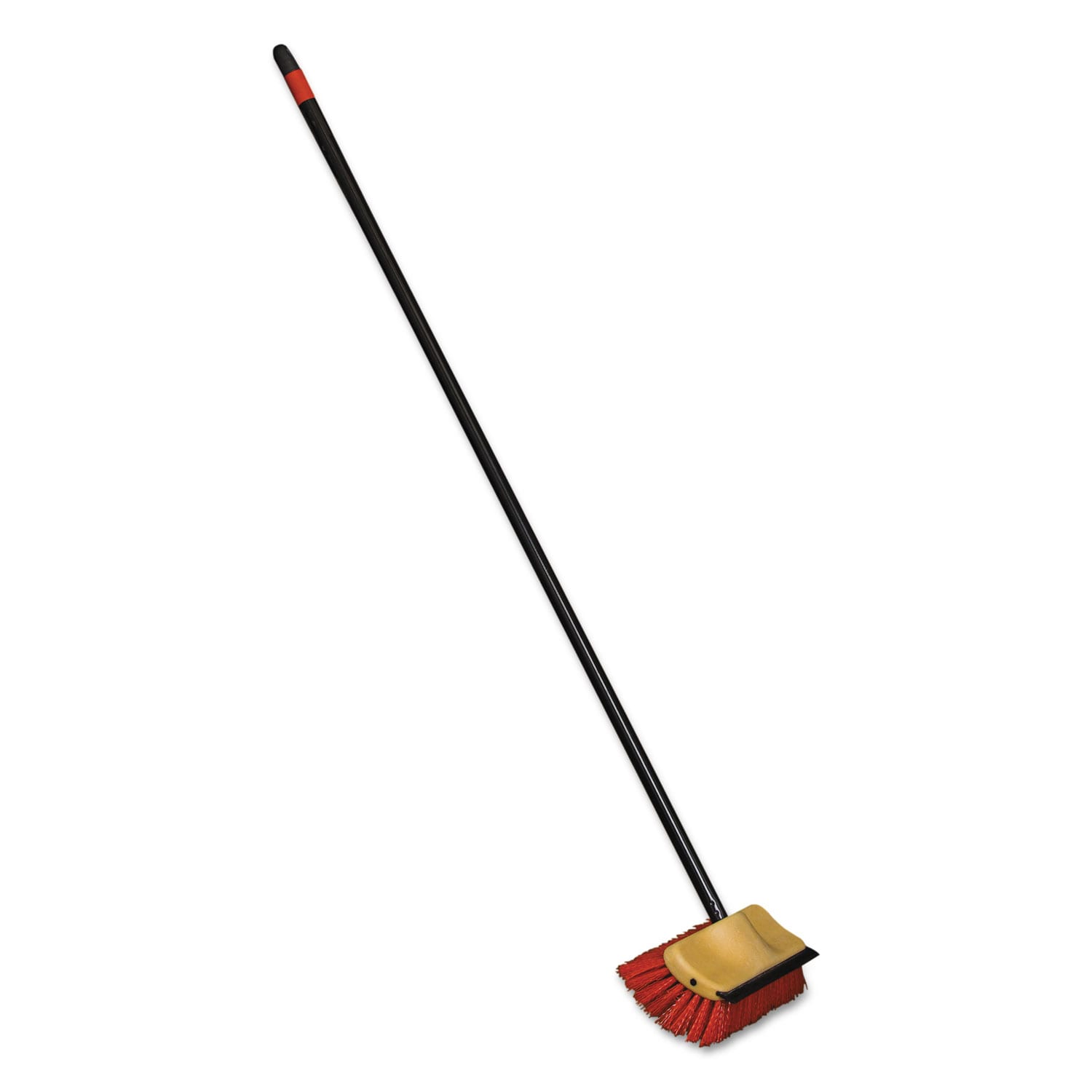 O-Cedar Bi-Level Floor Scrub Brush Red Polypropylene Bristles 10 in Brush 54 in Black Metal Handle