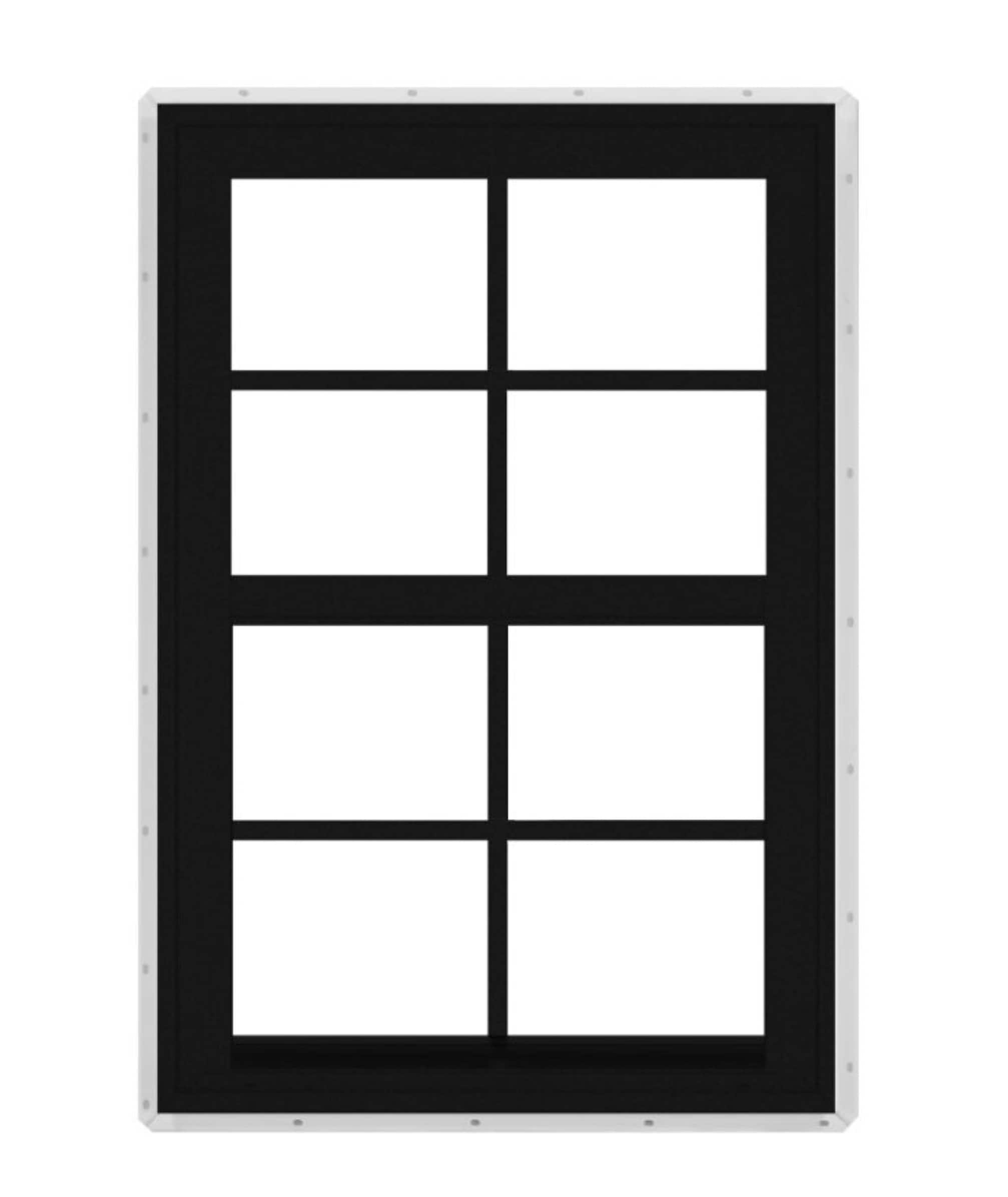 RELIABILT 32512436RBSHBLKG Series 28100 23-1/2-in x 35-1/2-in Black Exterior Vinyl New Construction Single Hung Window Low-E argon Double Pane Glass with Grids, (Half Screen Included)