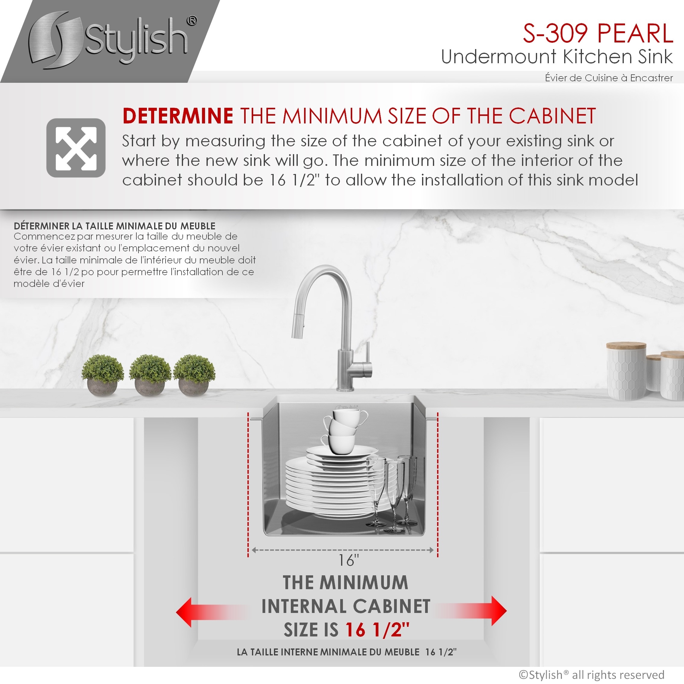 Stylish Styluxe Undermount 16-in x 18-in Brushed Satin Stainless