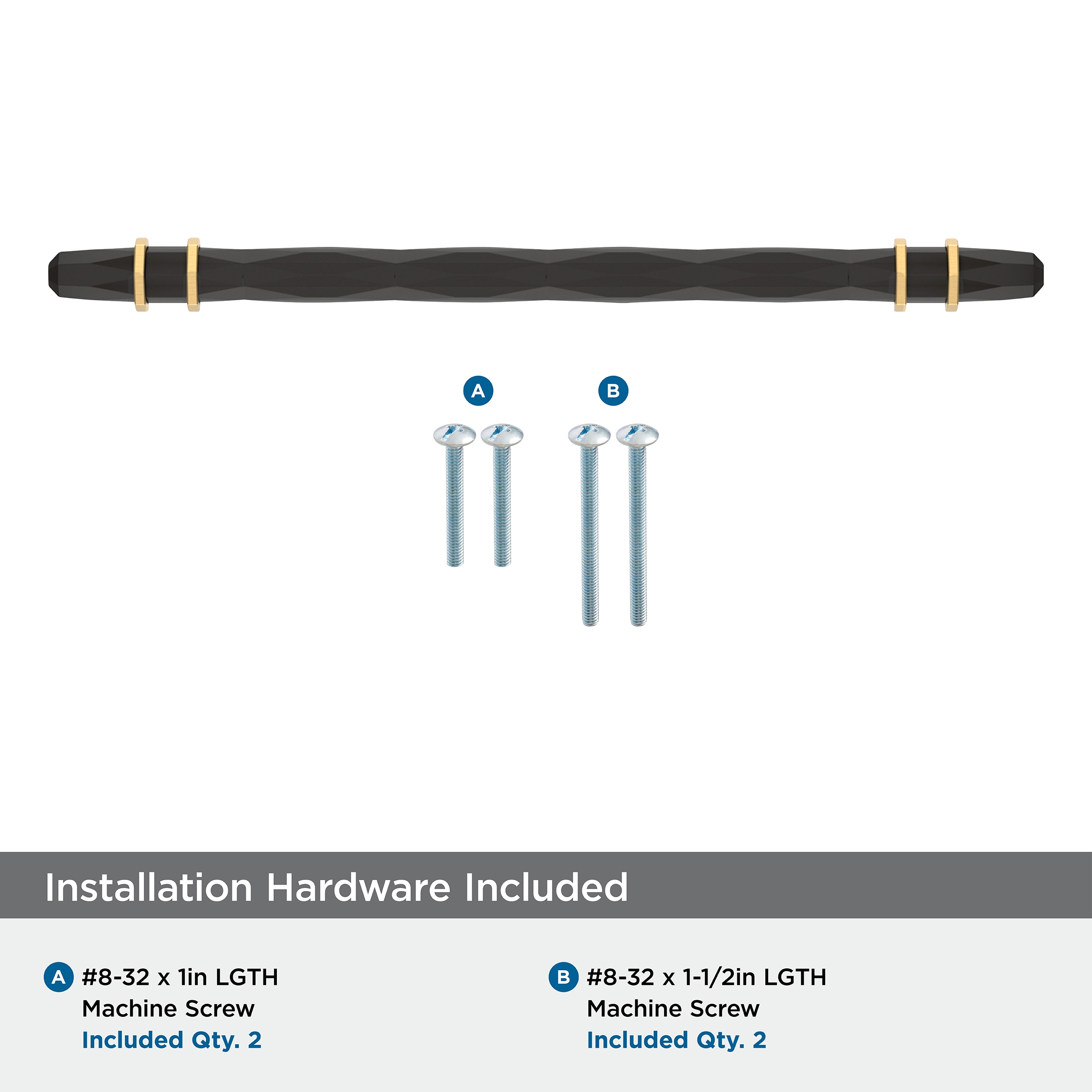 Matte Black Bronze and Champagne Bronze 8" Bar Pull with Mounting Hardware