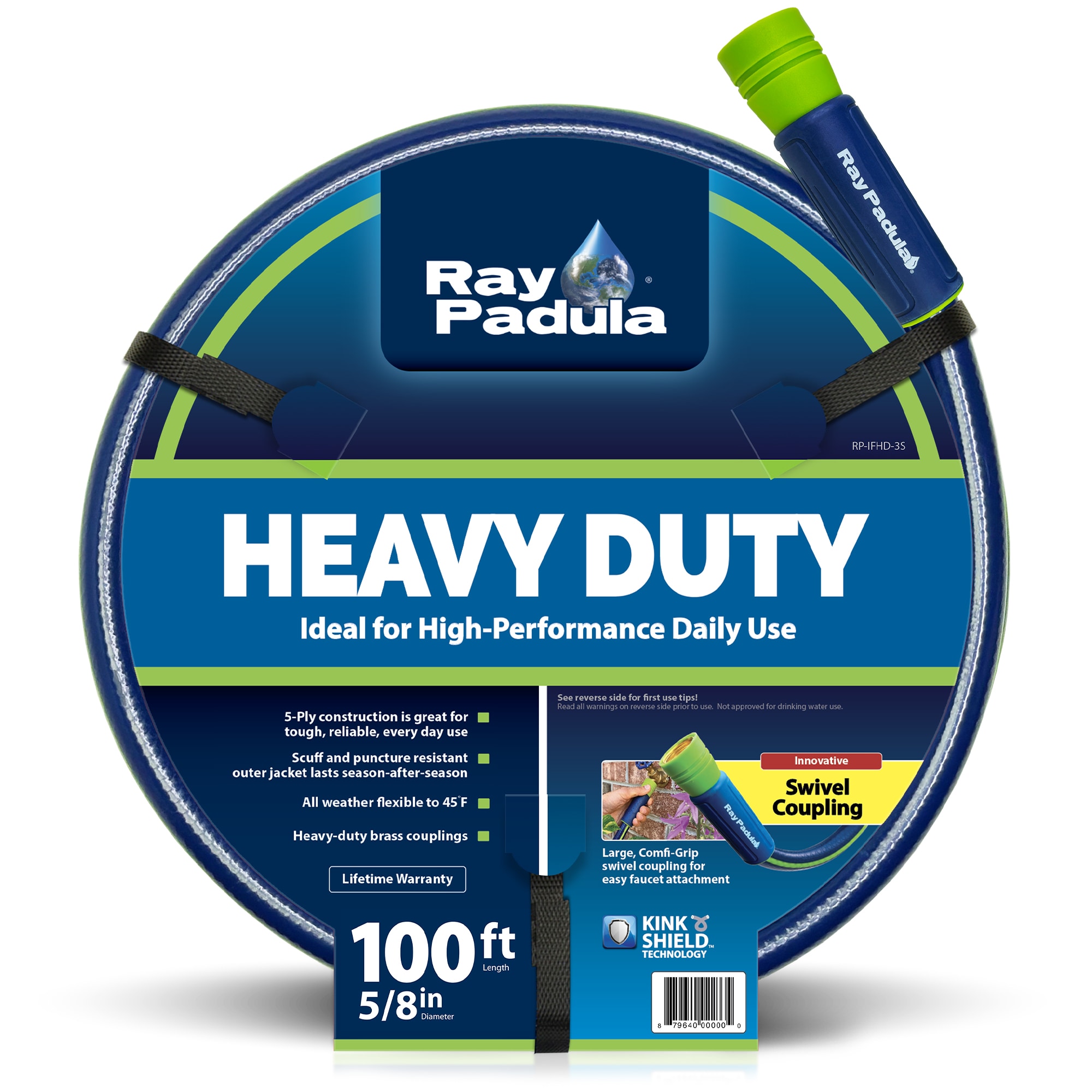 Ray Padula EC-IFHD-3S 5/8-in x 100-ft Heavy -Duty Kink Free Vinyl Blue Hose